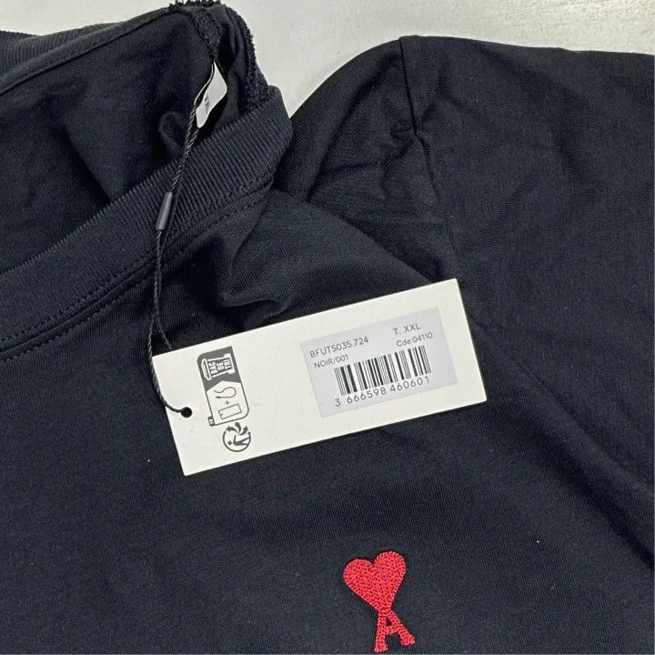 AMI AMIPARIS Comfortable Black Cotton Short Sleeve T-Shirt -250 Size US XXL / EU 58 / 5 - 3 Thumbnail