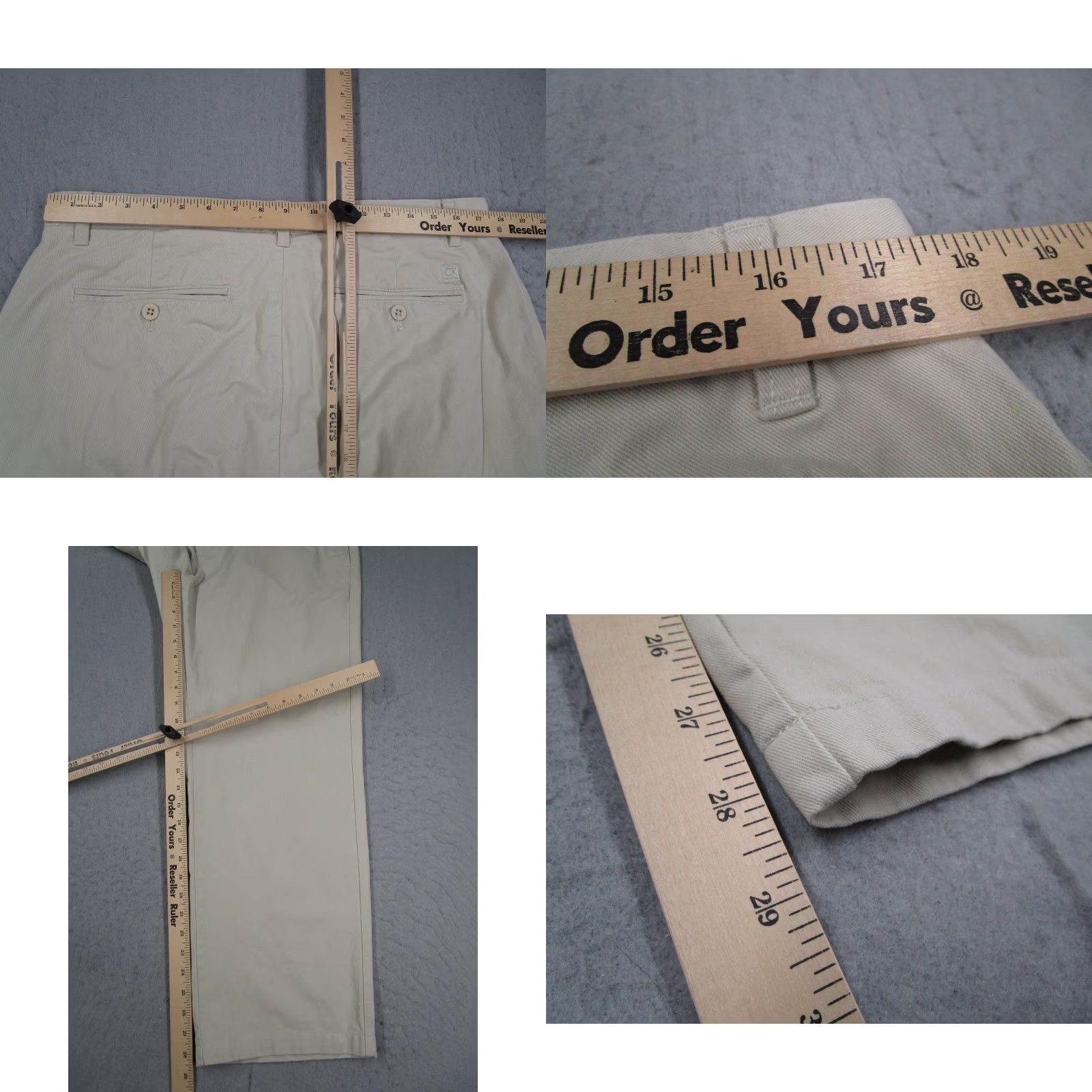 Calvin Klein VINTAGE Calvin Klein Pants Mens 33 Beige Super Sandwash Twill Flat Front Chinos 100% Cotton Casual 33W x 30L Mens B eige Size US 33 - 8 Thumbnail