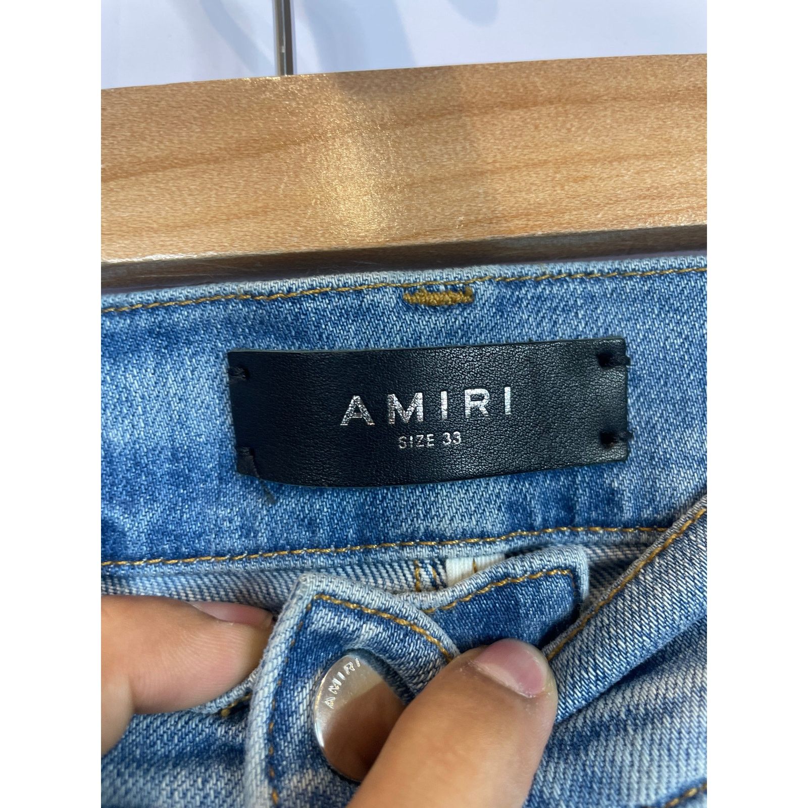 Amiri Amiri Jeans Light Wash Pink Plaid Side Logo Used 33 Size US 33 - 3 Thumbnail