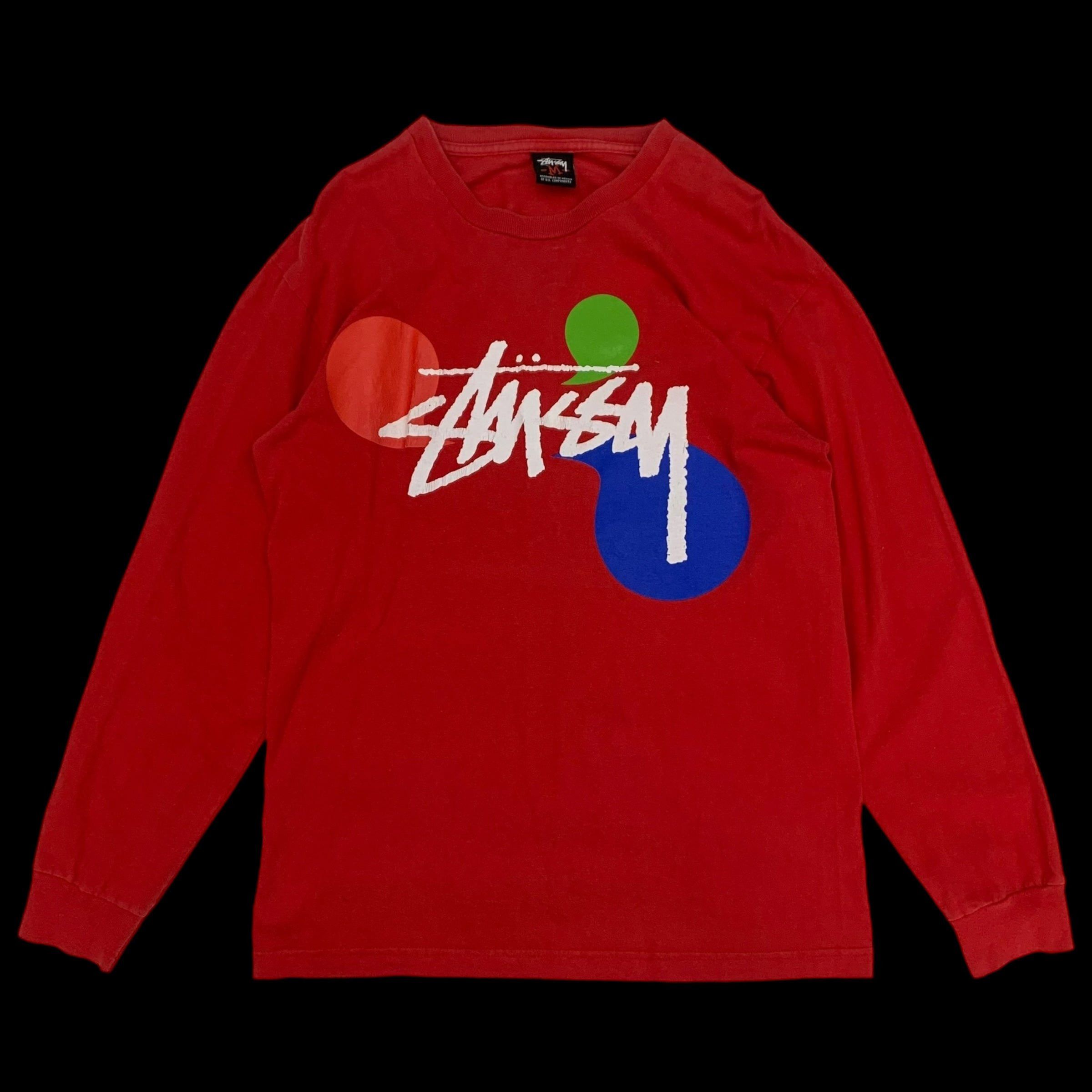 Stussy Vintage 00s Color Dot Longsleeve Red (Fits S-M)