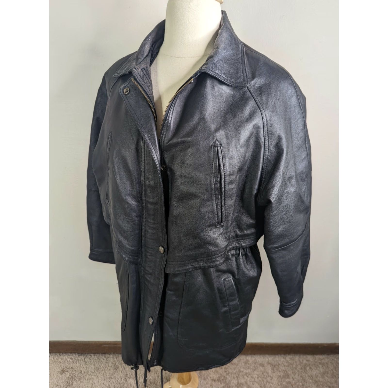 Vintage VINTAGE 90s Leather Limited Womens Black Leather Biker Bomber Jacket Large Size L Size L / US 10 / IT 46 - 2 Thumbnail