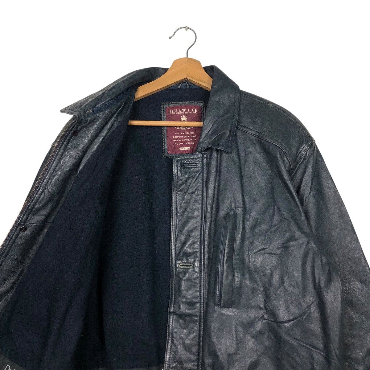 Japanese Brand × Vintage 📌Vintage Leather Jacket Dulwije Blanket Issey Miyake Pockets Size US L / EU 52-54 / 3 - 13 Thumbnail