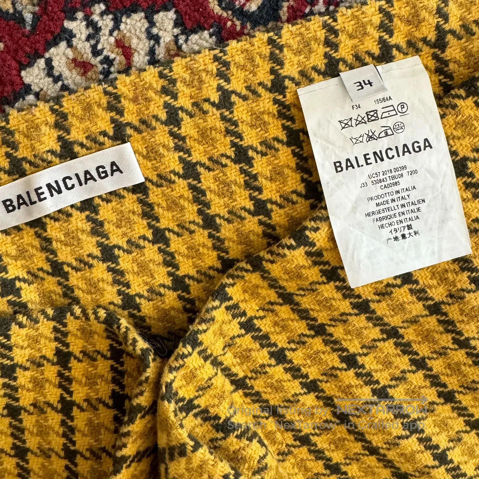 Balenciaga Balenciaga Houndstooth Wool Structure Skirt. Size 33" - 2 Thumbnail