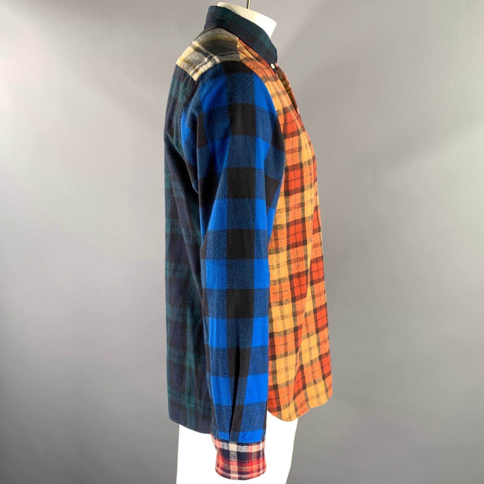 Other BEAMS Size XL Plaid Cotton Patchwork Long Sleeve Shirt Size US XL / EU 56 / 4 - 2 Thumbnail