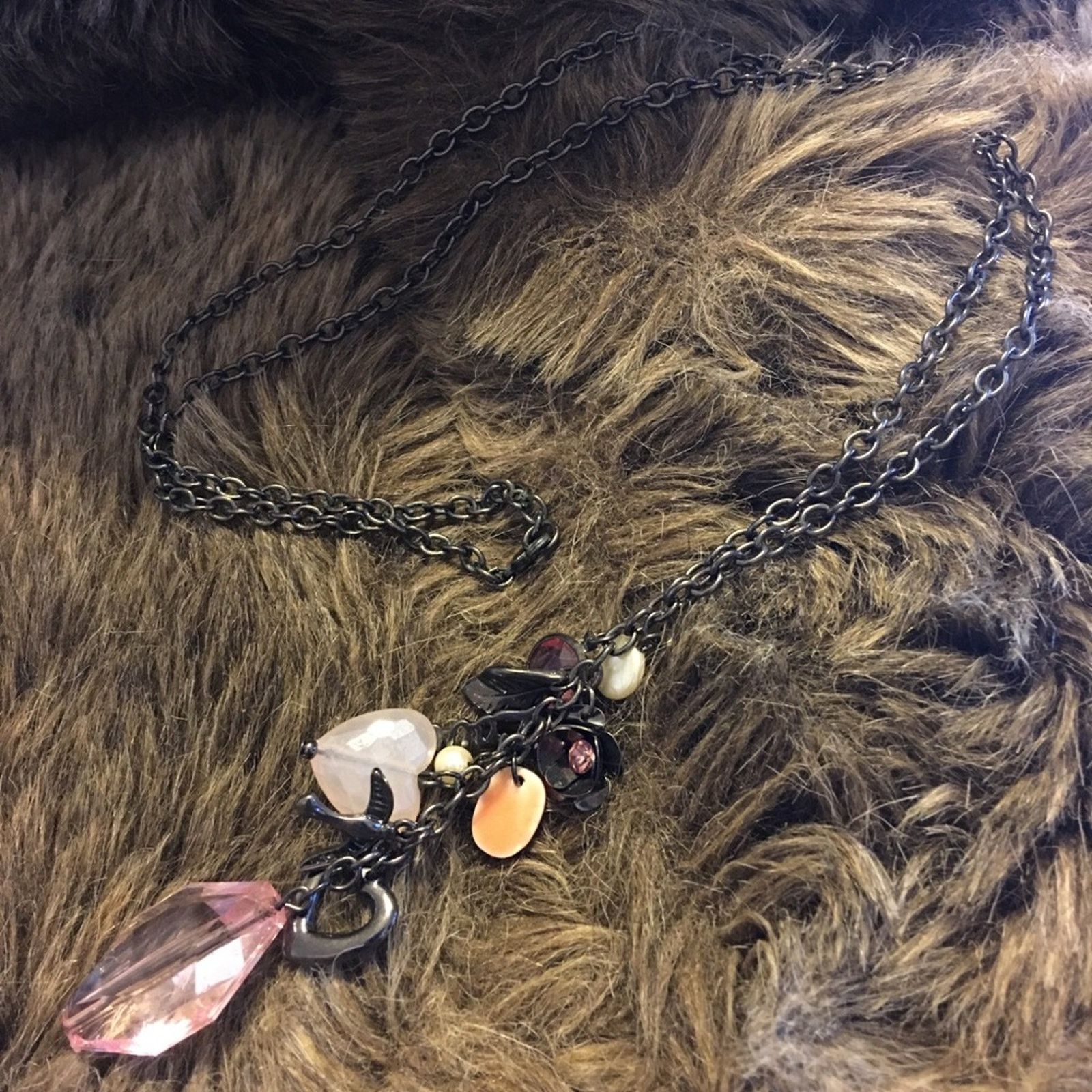 Jewelry Dark chrome beaded charm accent necklace Size ONE SIZE - 5 Thumbnail
