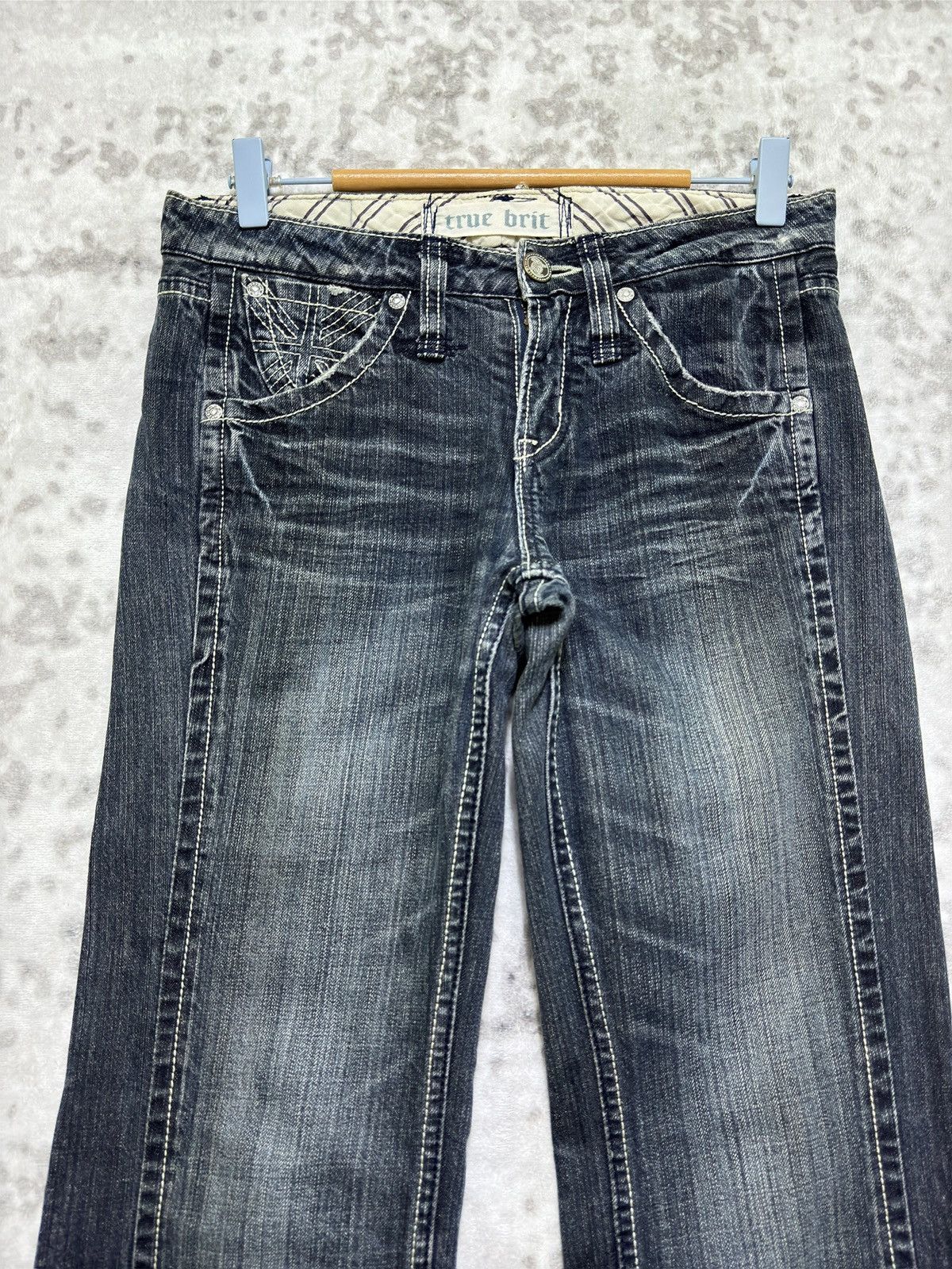 If Six Was Nine Vintage True Brit Embroidered Honeycomb Whisker Wash Strike Size US 29 - 3 Thumbnail