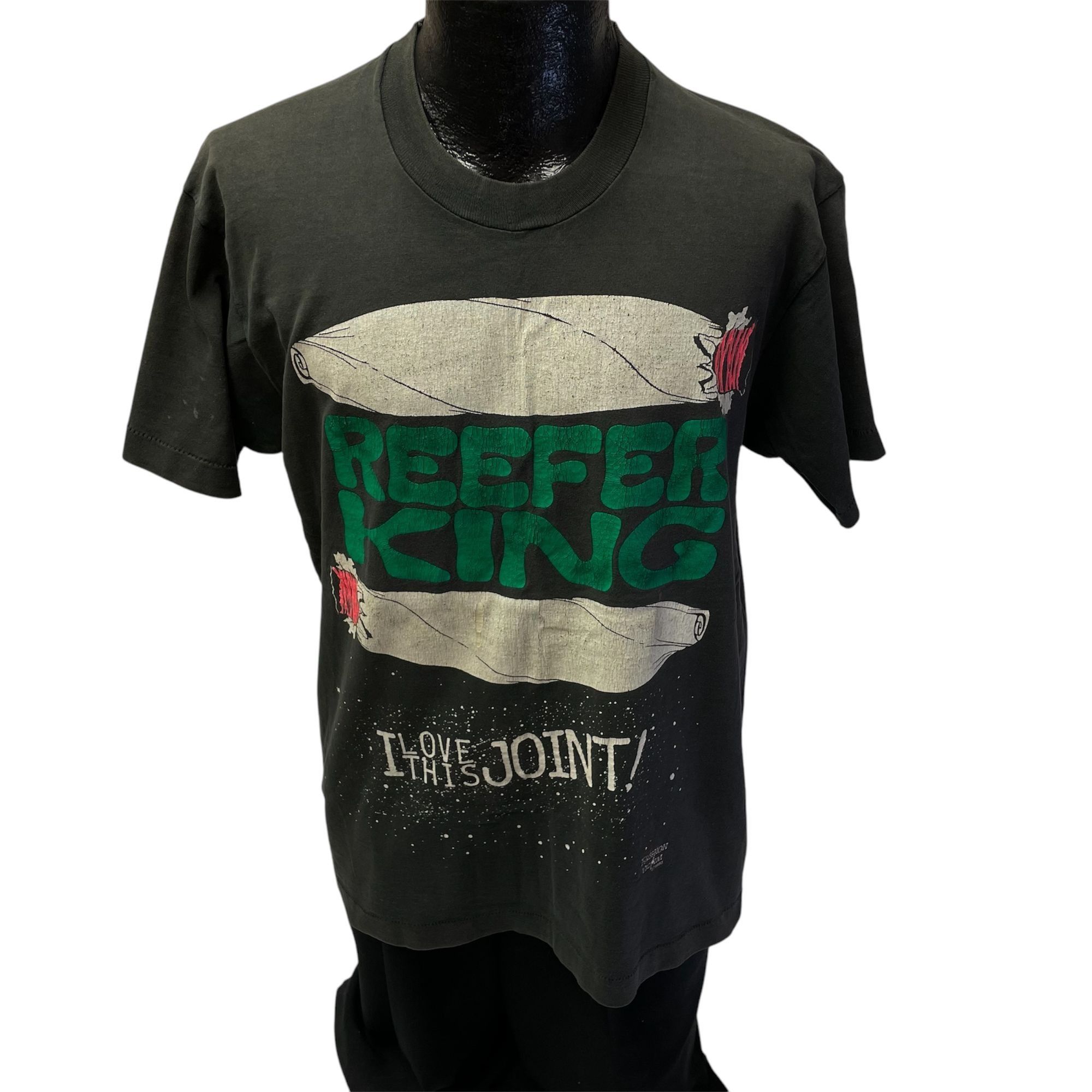 Fruit Of The Loom Vtg REEFER KING I Love This JOINT Pothead POT 1993 T Shirt Size US L / EU 52-54 / 3 - 3 Thumbnail