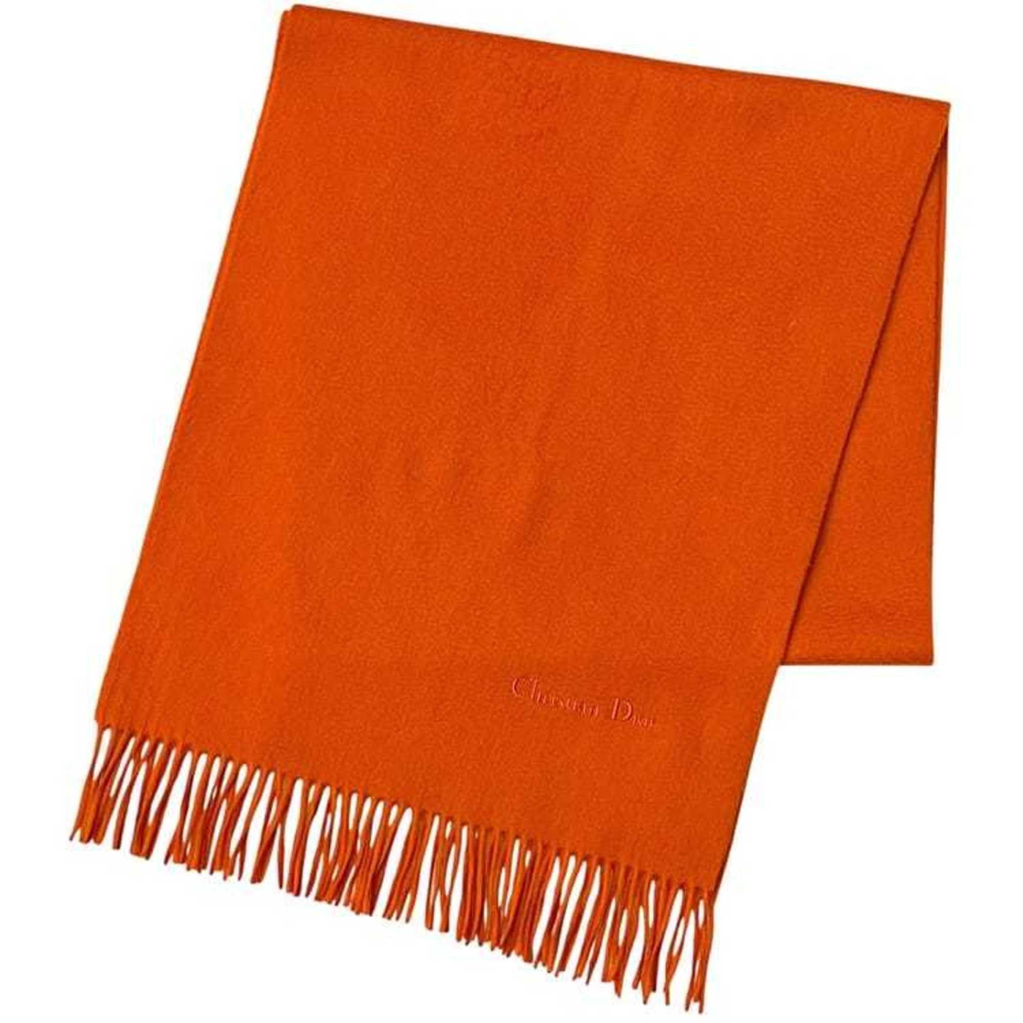 Dior Christian Dior Scarf ec-24978 Orange 100% Wool Embroidered One-Color Long for Men and Women Size ONE SIZE - 1 Thumbnail