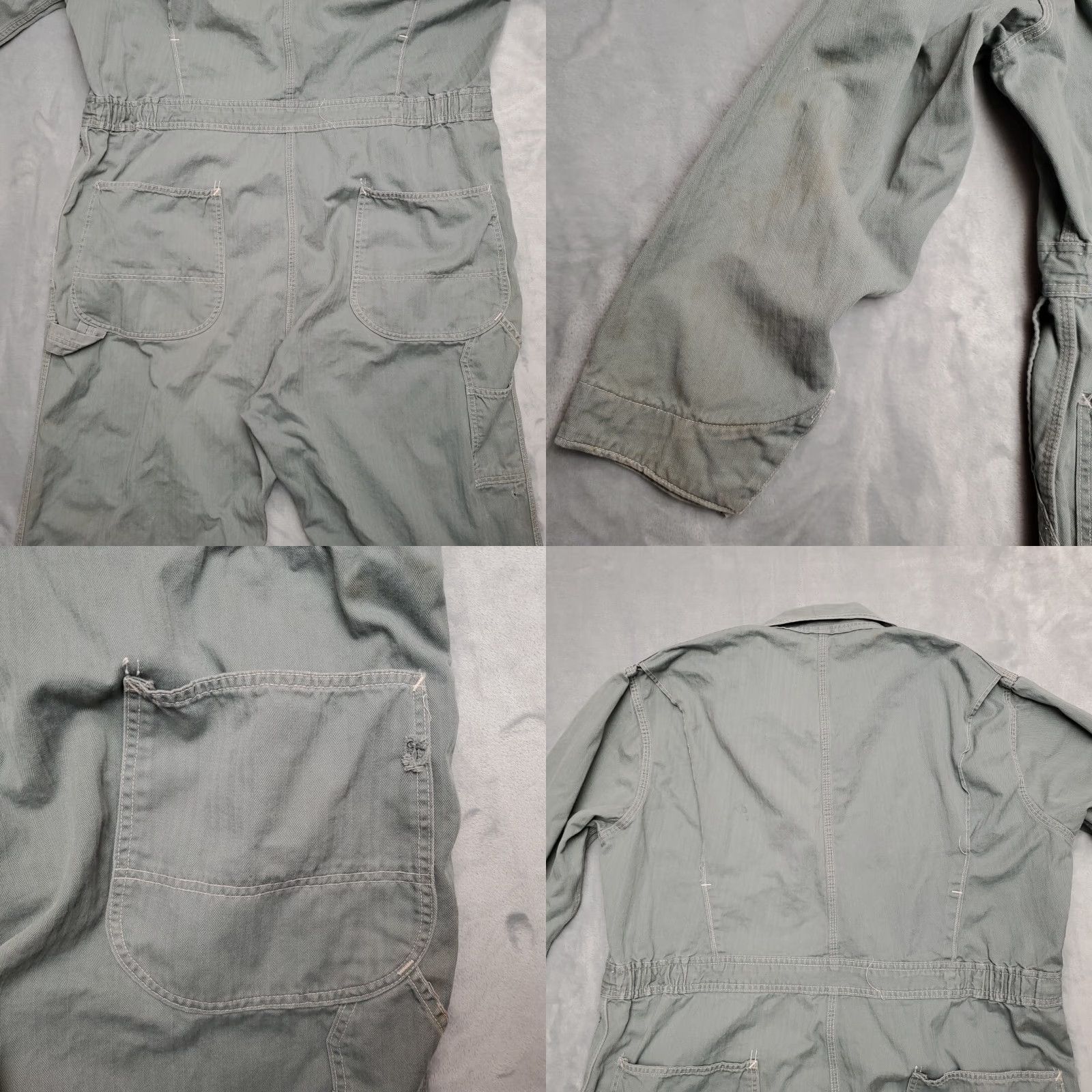 Vintage VINTAGE Big MacCoveralls Mens 46 R Gray Green Herringbone Utility Work Mechanic Shirt Size ONE SIZE - 9 Thumbnail