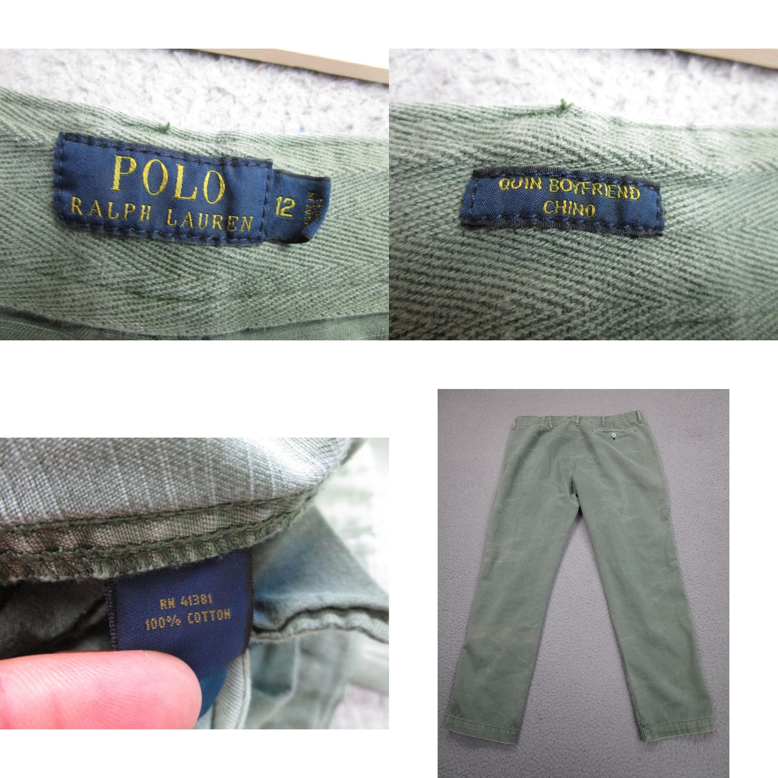 Ralph Lauren Ralph Lauren Quin Boyfriend Chino Pants Womens 12 Green grunge Straight Leg Size 34" / US 12 / IT 48 - 9 Thumbnail