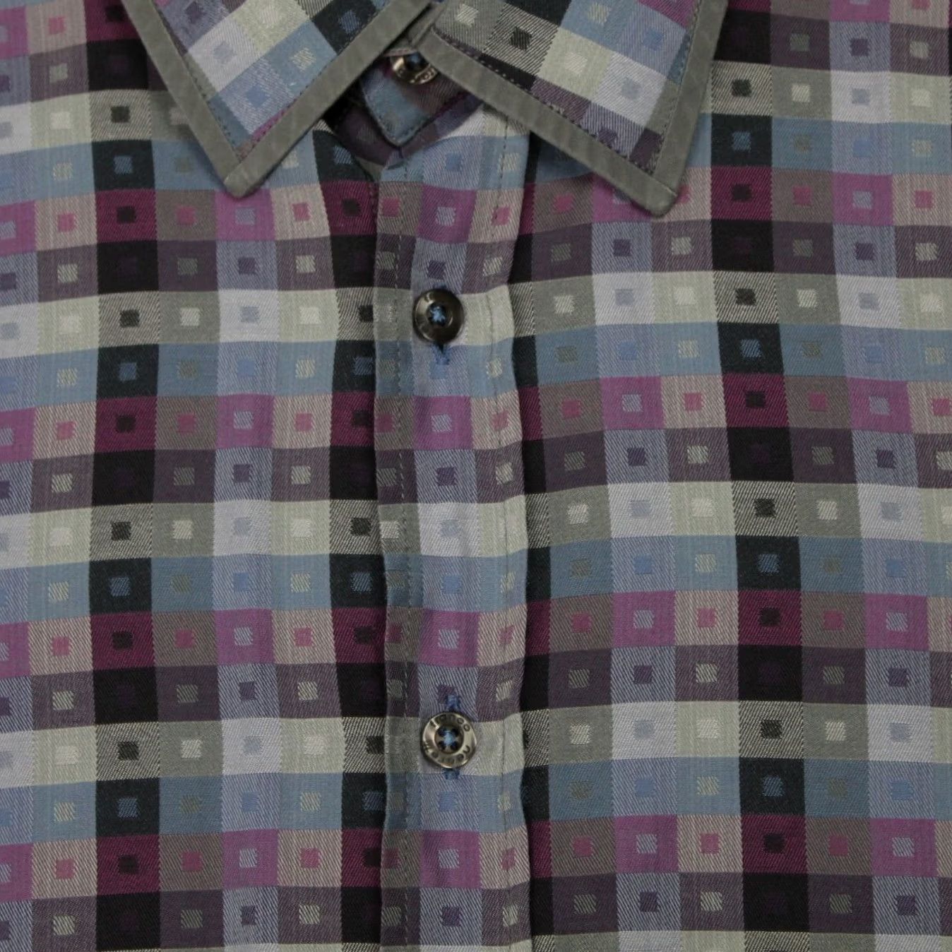 Vintage Franco Negretti Montreal Shirt Mens XL Purple/Blue Abstract Cotton Stretch L/S Size US XL / EU 56 / 4 - 5 Thumbnail