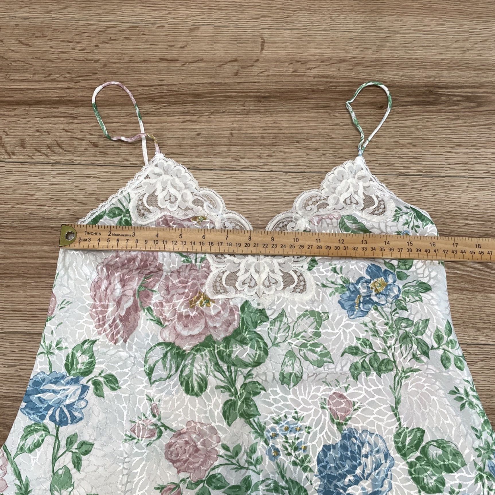 Vintage VINTAGE Deena Women's Sleep Set 2 Piece Floral Tank Camisole Top & Tap Pants Size Medium White Size M / US 6-8 / IT 42-44 - 6 Thumbnail