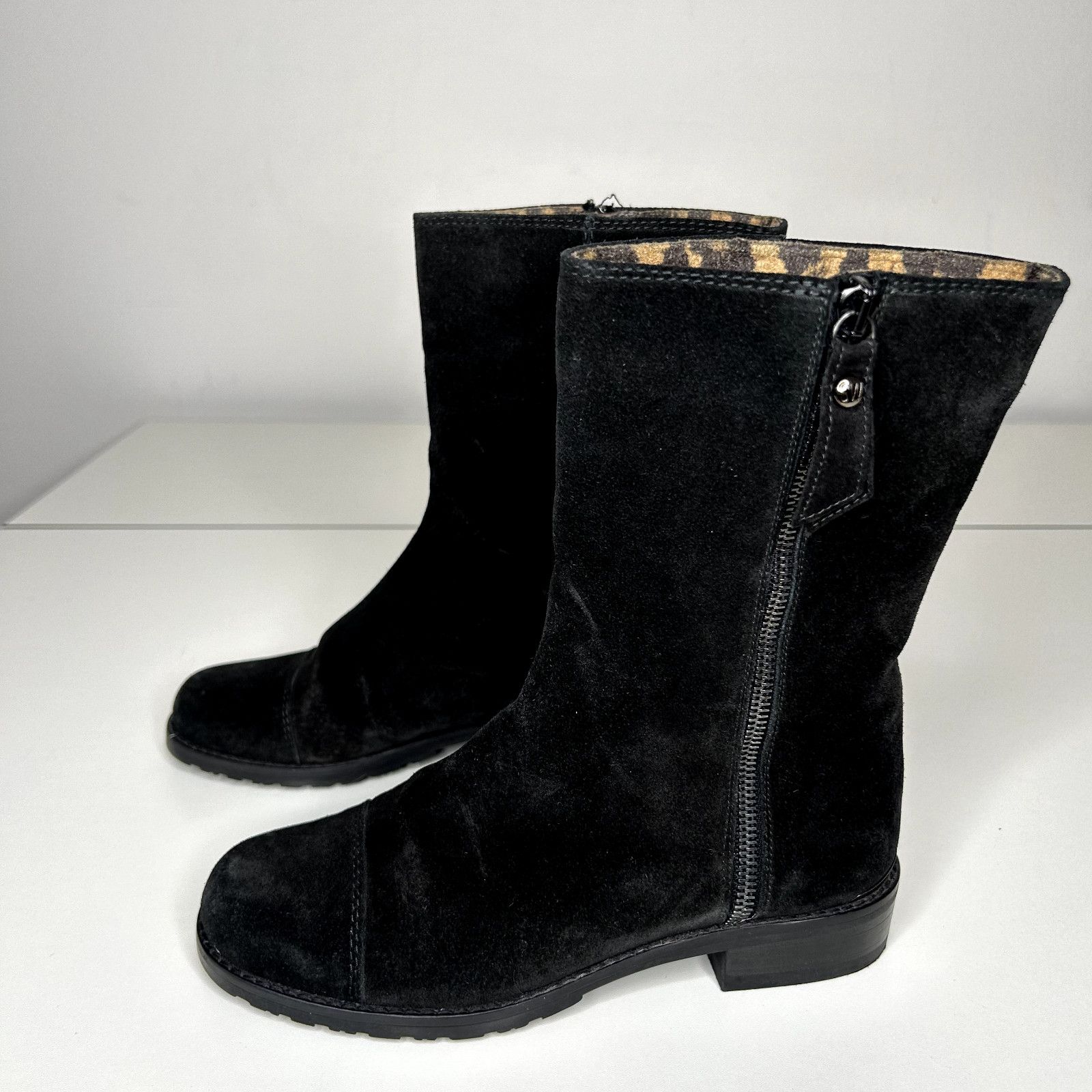 Stuart Weitzman Stuart Weitzman Black Suede Mid-Calf Round Toe Booties 4 Size US 4 / IT 34 - 5 Thumbnail