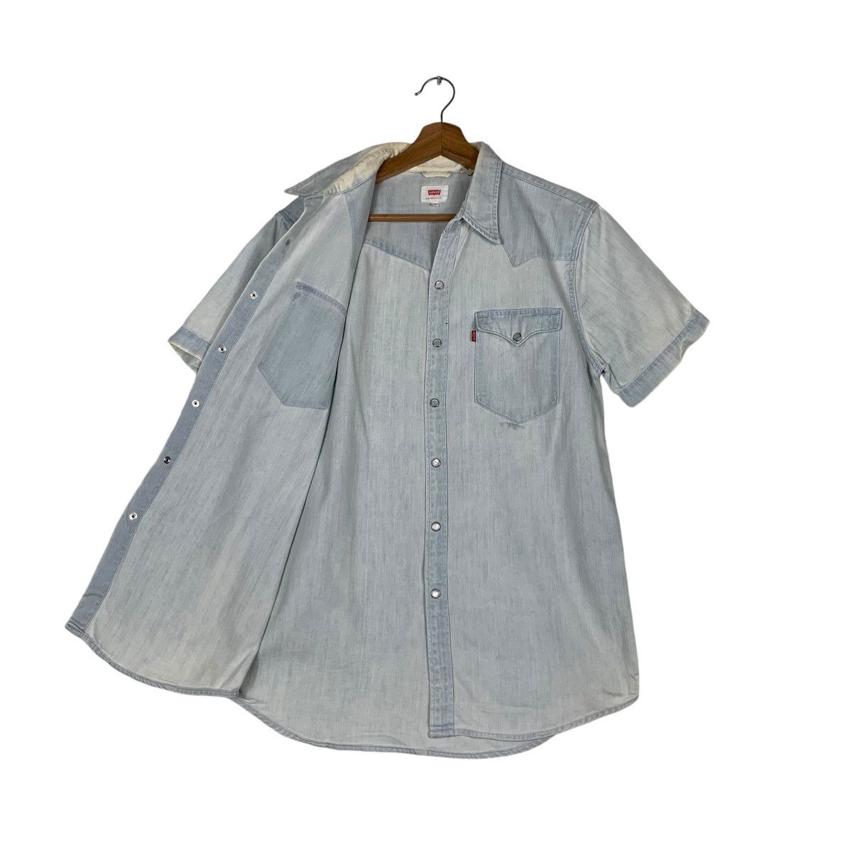 Levi's LEVI’S Blue Washed Chambray Work Shirt #1401-C63 Size US S / EU 44-46 / 1 - 9 Thumbnail