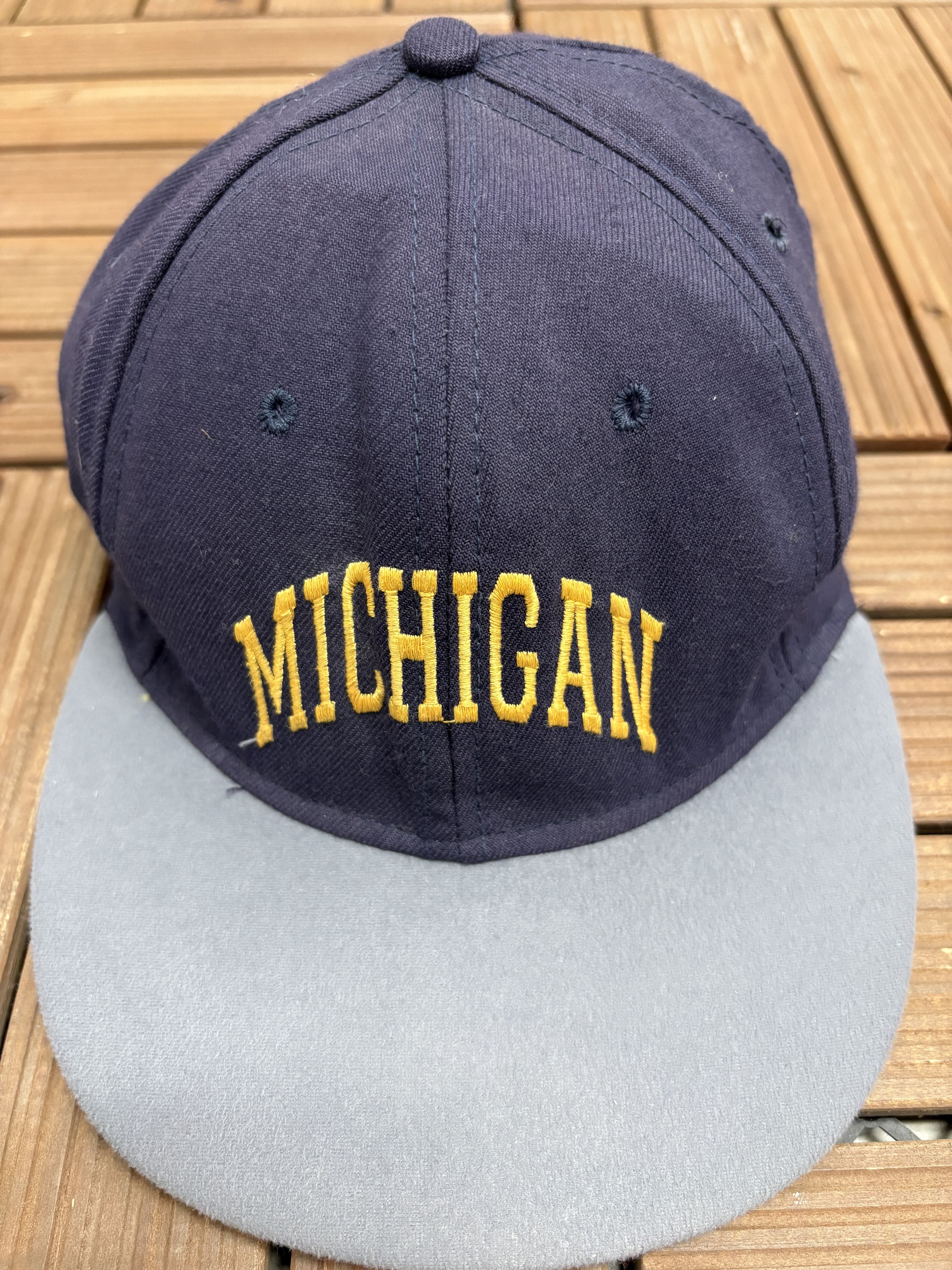 Vintage Michigan Wolverines Spell Out Vintage Blue Snap Back Hat Size ONE SIZE - 3 Thumbnail