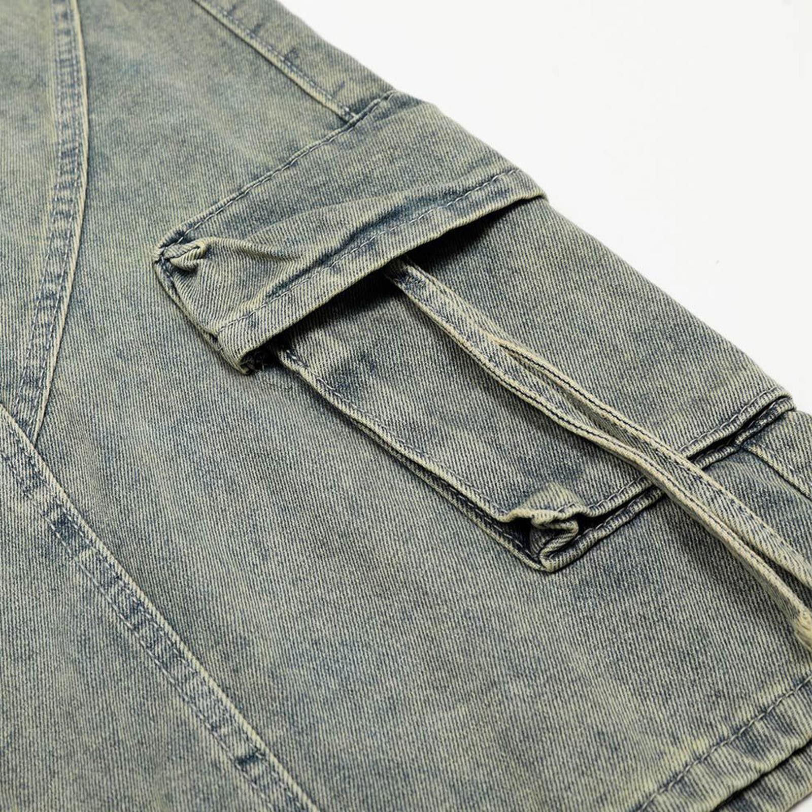 Other Blue Distressed Cargo Wide Leg Jeans Size US 32 / EU 48 - 4 Thumbnail