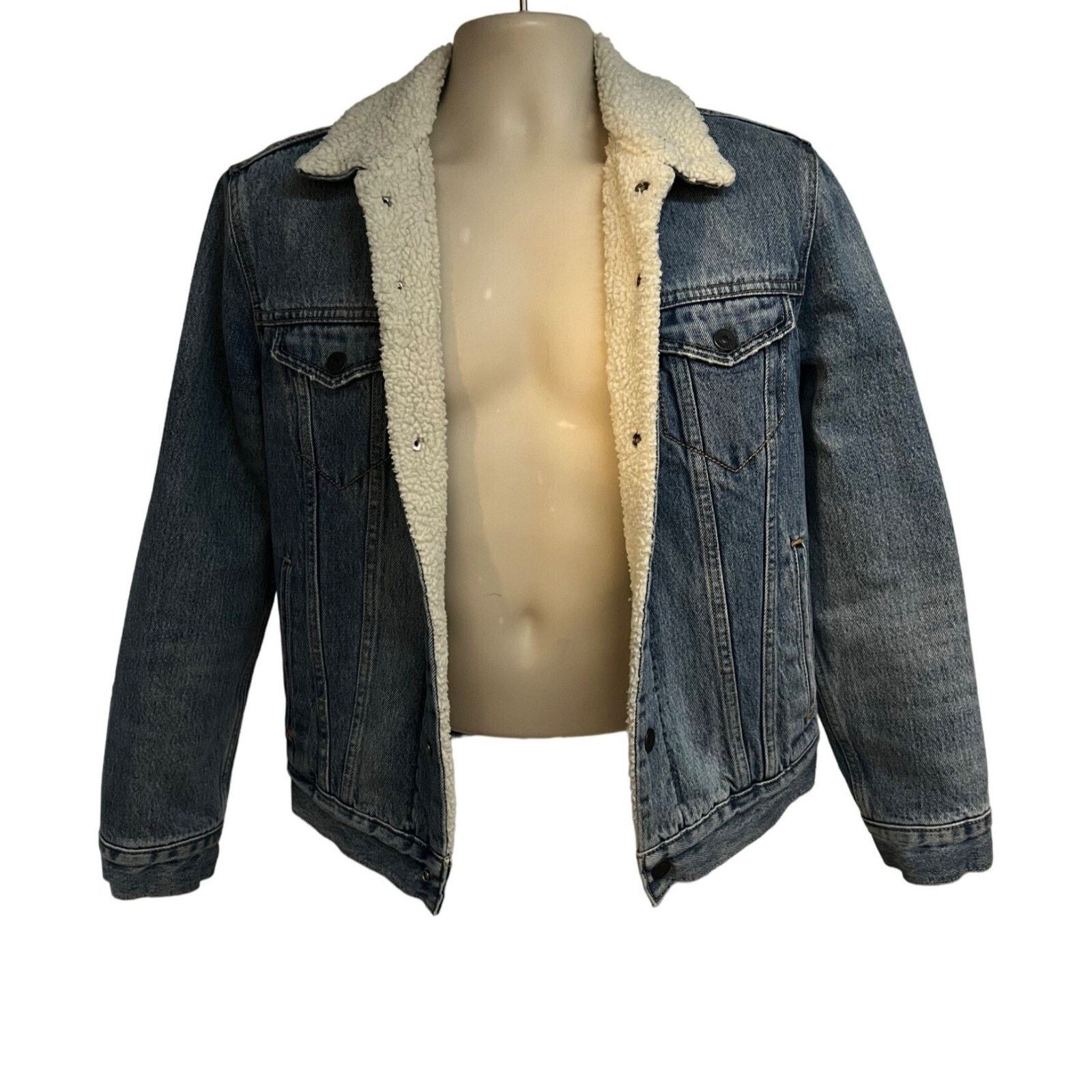 Levi's Levis Denim Sherpa Lined Trucker Jacket Medium Flap Pockets Size US M / EU 48-50 / 2 - 3 Thumbnail