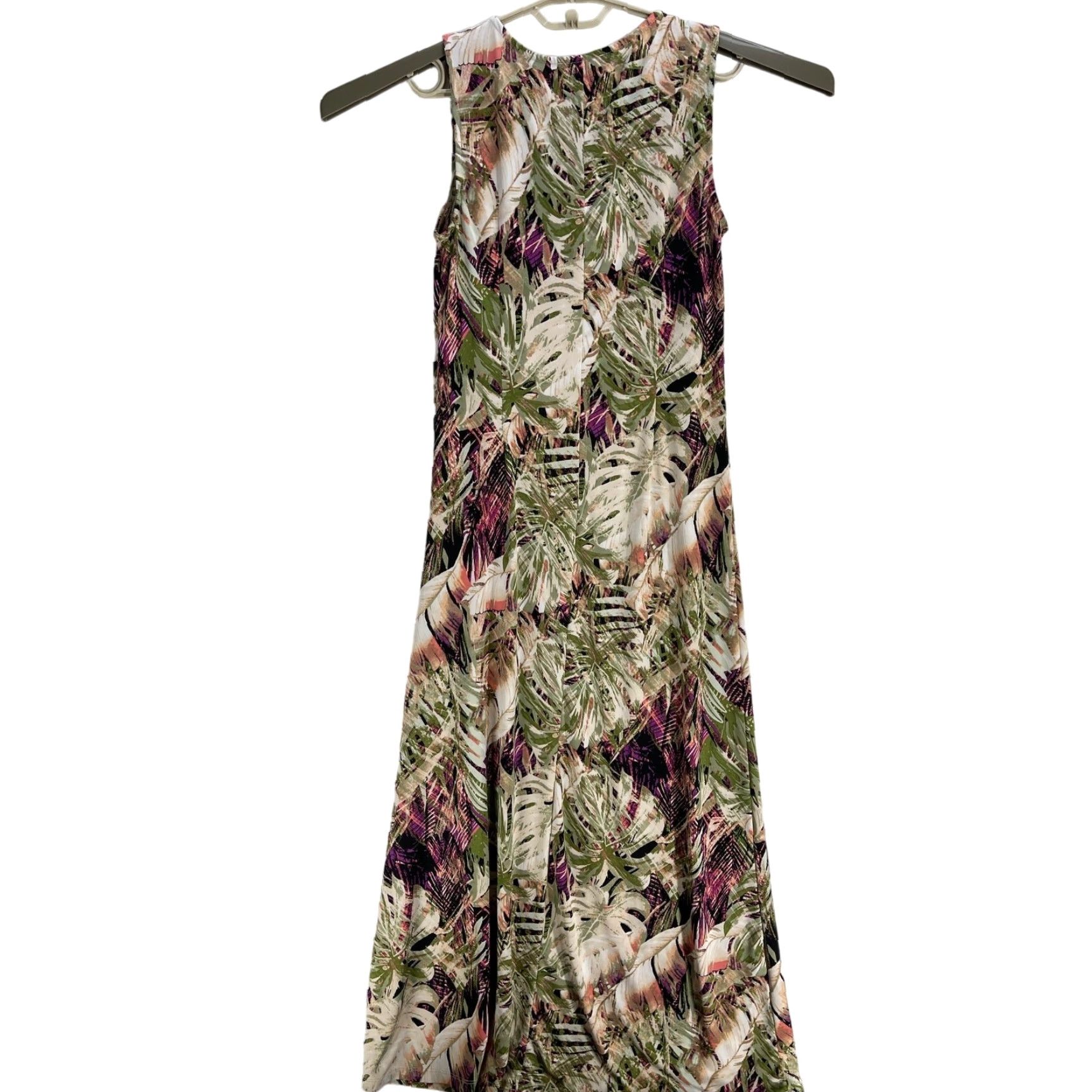 Vintage Chelsea Taylor Maxi Dress S Green Purple Tropical Sleeveless Resort Beach Women Slim Casual Size S / US 4 / IT 40 - 3 Thumbnail