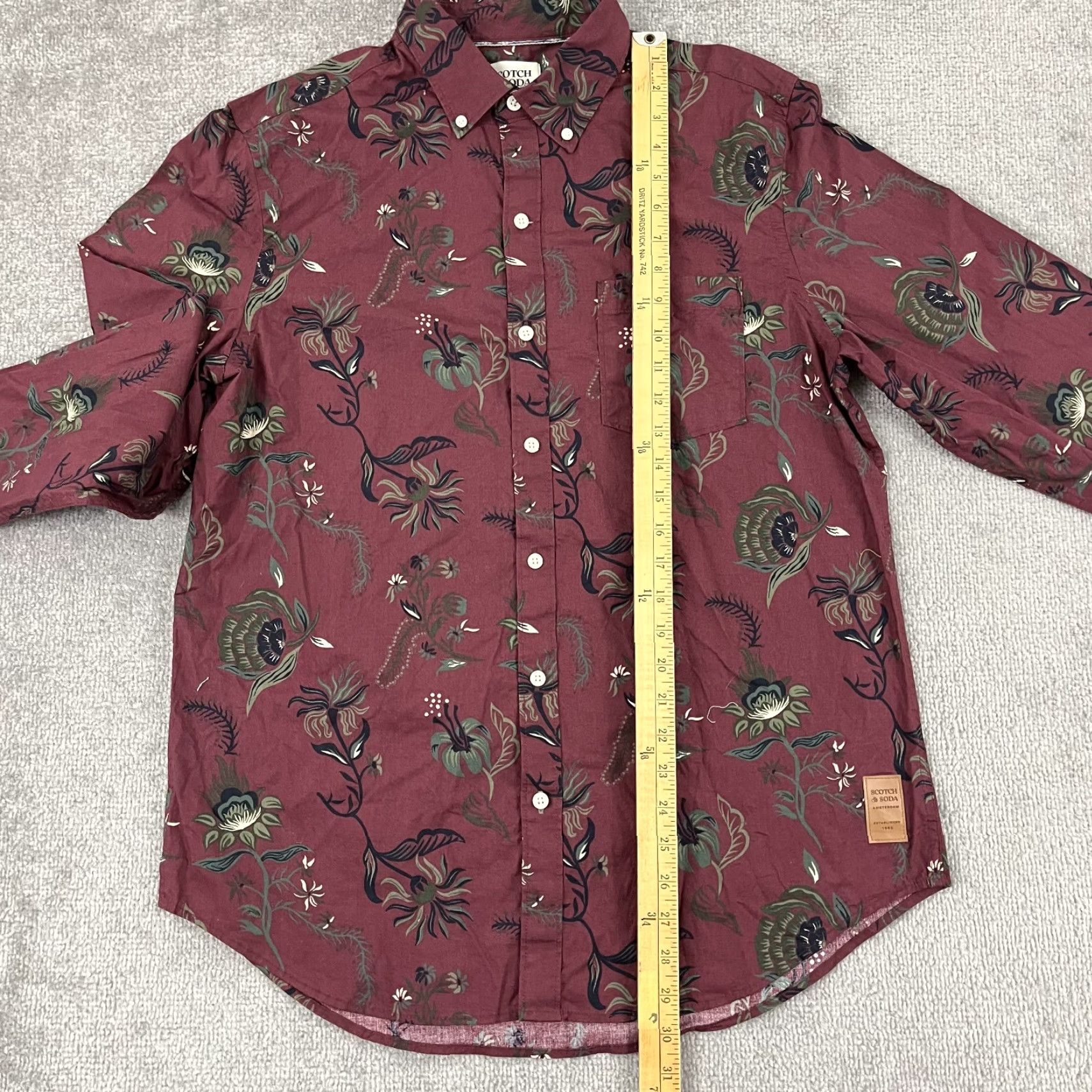 Scotch & Soda Scotch & Soda Red Floral Button-Up Shirt Mens Medium Long Sleeve Preppy Casual Size US M / EU 48-50 / 2 - 5 Thumbnail