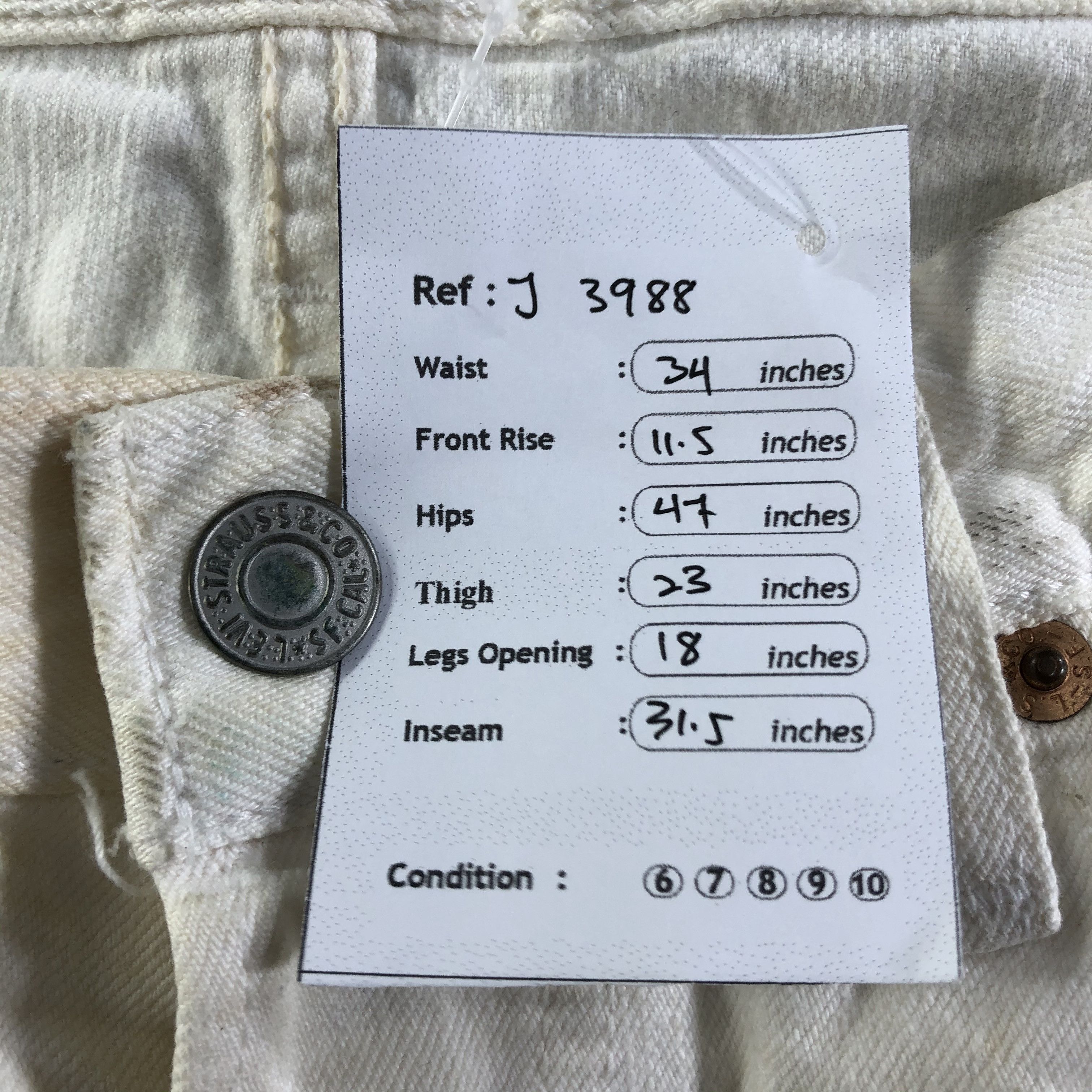 Levi's 90s Vintage Light Wash Levis 501 Jeans-J3988 Size US 34 / EU 50 - 12 Thumbnail