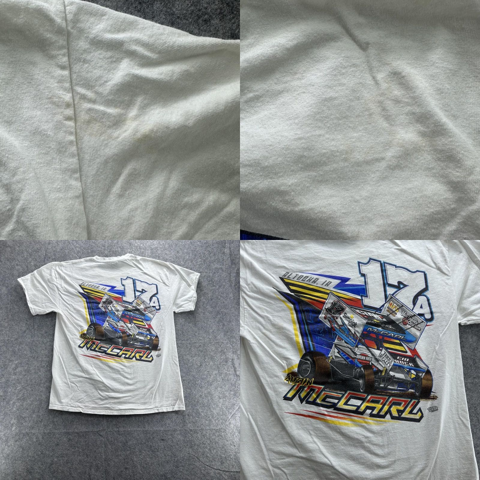 Gildan Austin McCarl Shirt Mens Large White Graphic Sprint Car Racing 17A Double-Sided Size US L / EU 52-54 / 3 - 8 Thumbnail