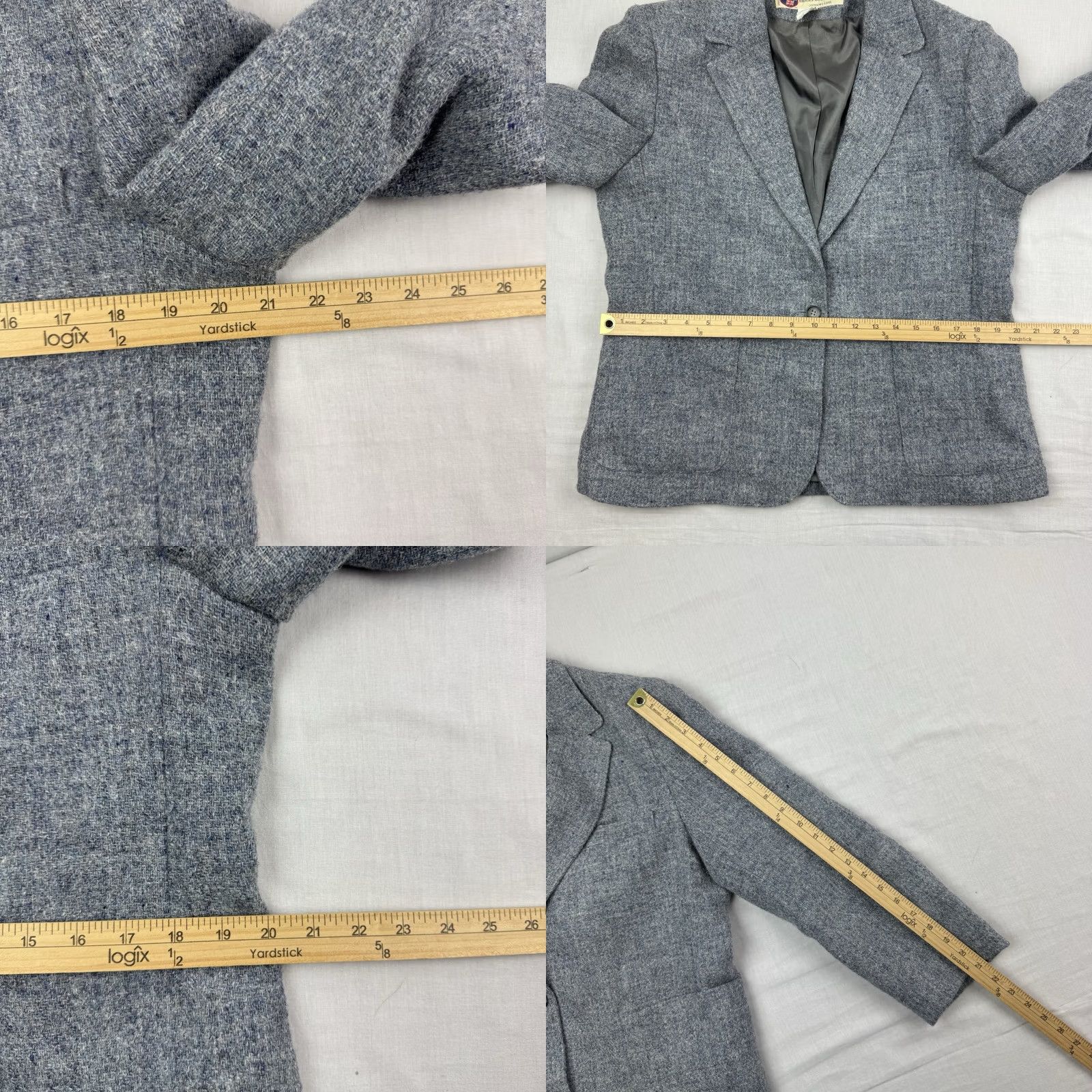 Brooks VINTAGE Brooks Woolen Co Blazer Womens 100% Wool Tweed Lined Sz 16 Gray Long Sleeve Buttoned Casual Business Workwear Preppy, American, 90s Womens Size XXL / US 16-18 / IT 52-54 - 8 Thumbnail
