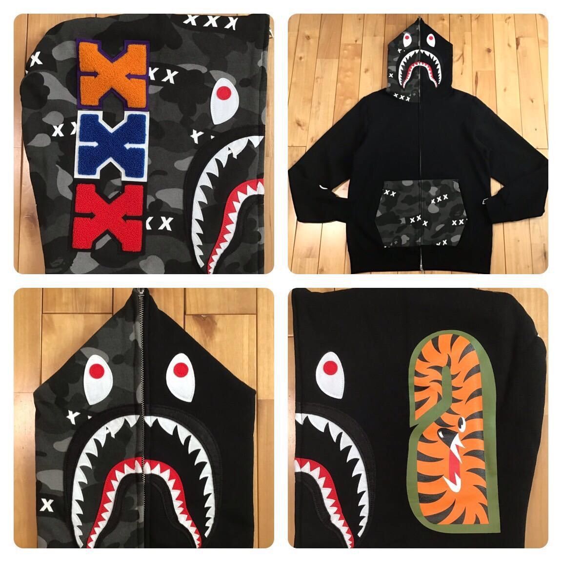 image of Bape × God Selection Xxx Shark Full Zip Hoodie Ape in Black, Men's (Size Large)