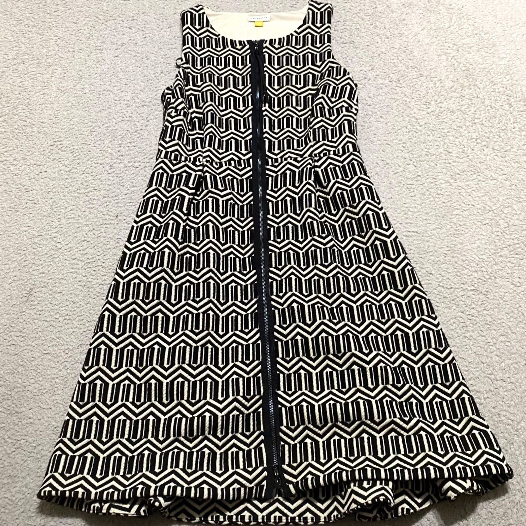 Anthropologie Anthropologie Leifsdottir Womens Dress 2 Black White Geometric Tonnelle Full Zip Multicolor A-Line Adult Regular Size 2 Womens IDK Size XS / US 0-2 / IT 36-38 - 2 Thumbnail