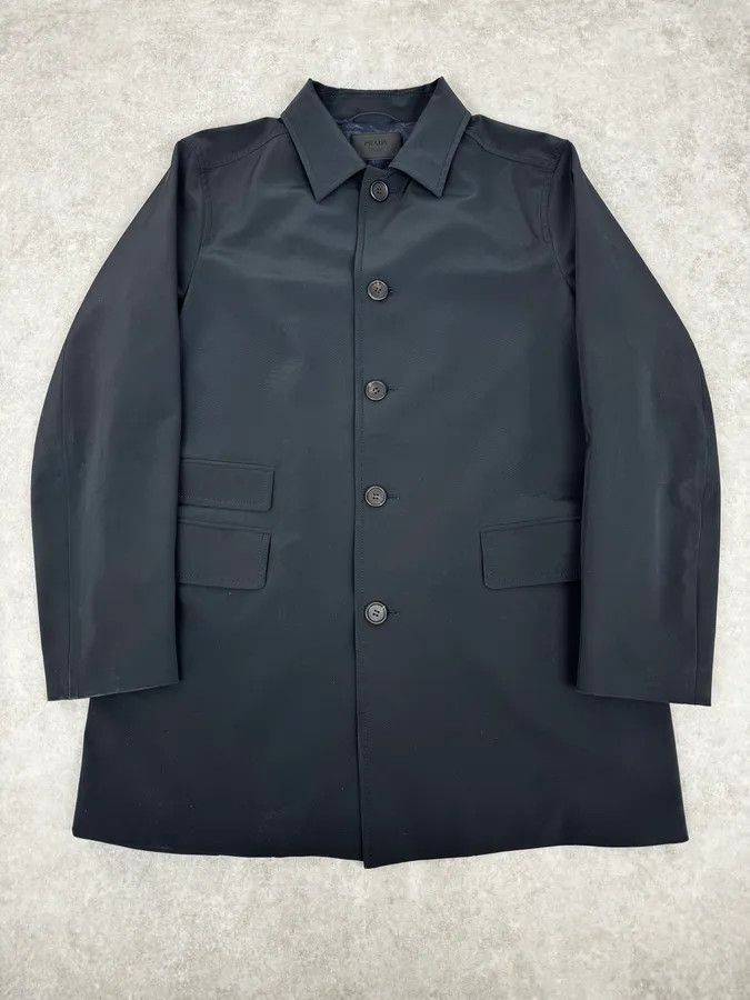 Prada 2000s Prada Navy Nylon Buttoned Class Long Jacket Size US L / EU 52-54 / 3 - 1 Thumbnail