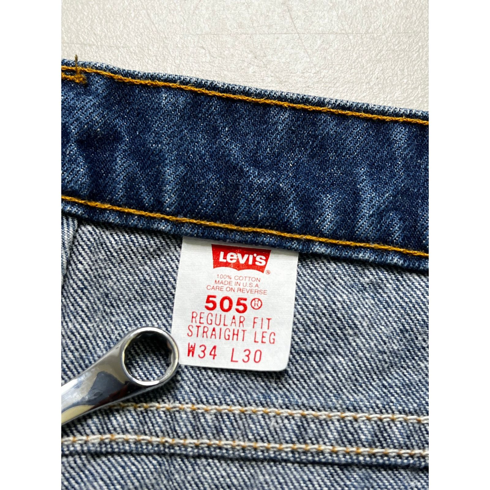 Levi's Vintage Levi’s 505 Orange Tab Straight 34x30(31x29.5) Size US 31 - 4 Thumbnail