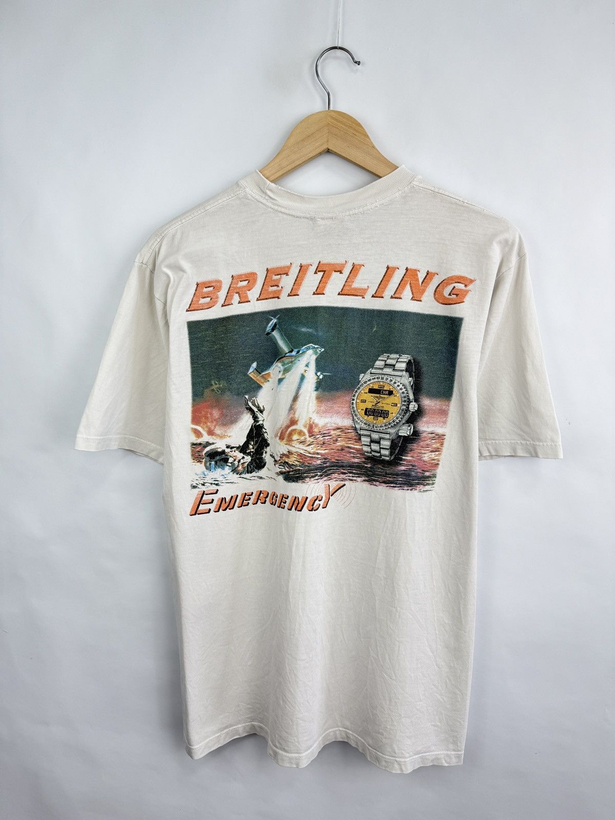 Breitling × Vintage 🇨🇭Vintage 90s Breitling Emergency Swiss Switzerland T-Shirt Size US L / EU 52-54 / 3 - 8 Thumbnail