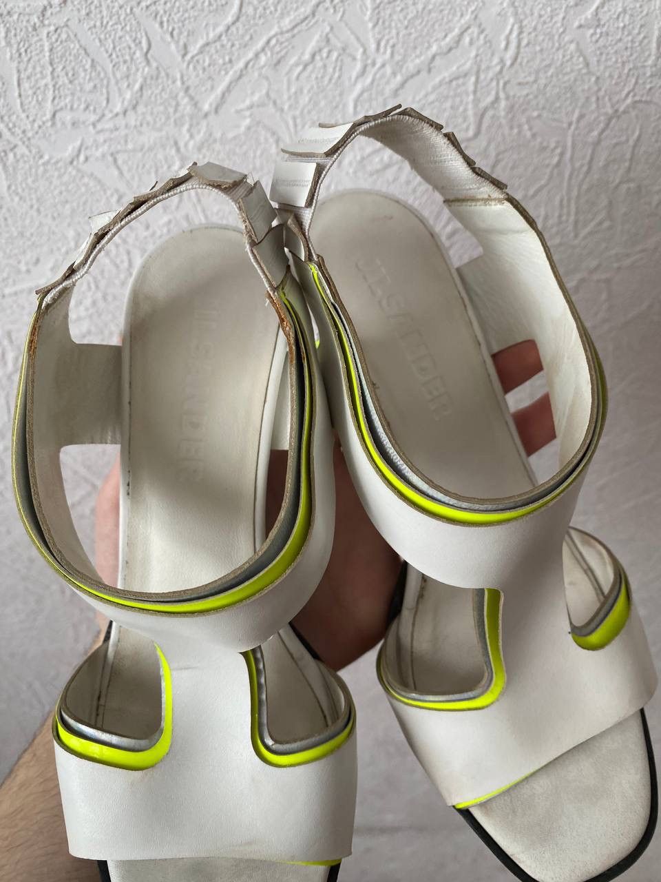 Jil Sander 00s Jil Sander White Tech Leather Heels Sandals Size US 5 / IT 35 - 3 Thumbnail