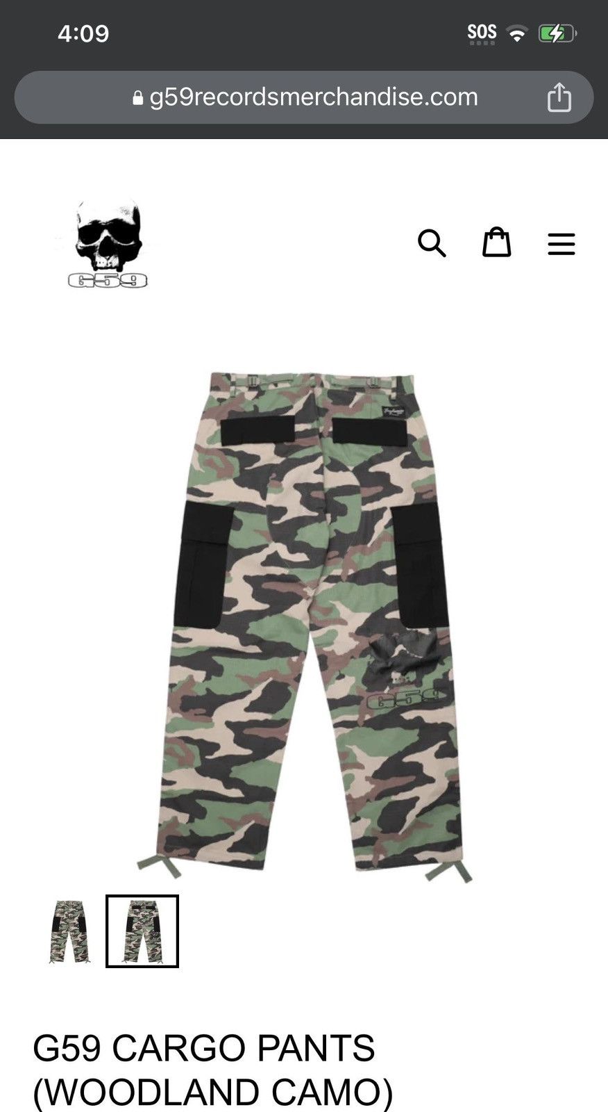 image of G59 Records G59 Woodland Cargo L in Woodland Camo, Men's (Size 38)