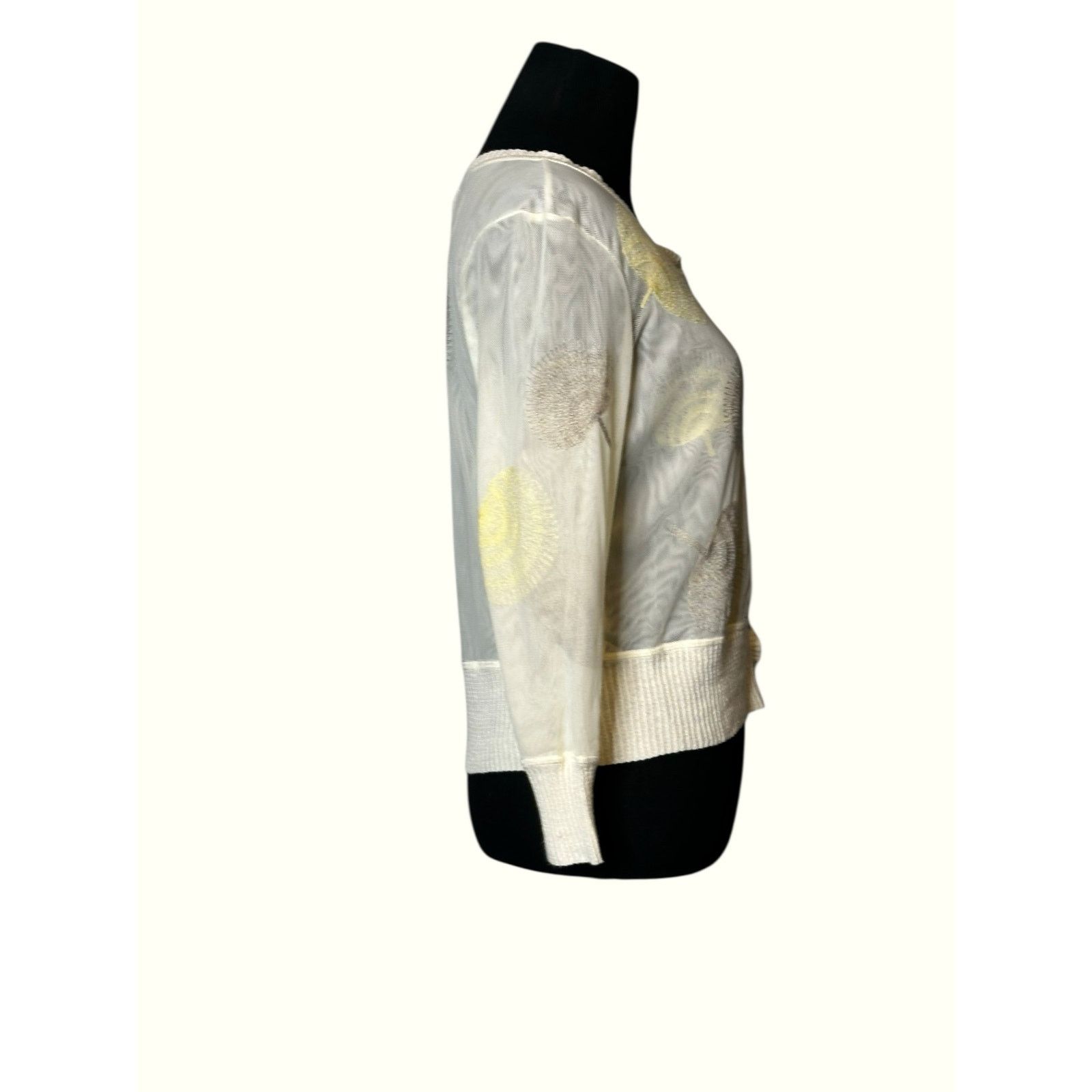 NIC+ZOE Nic + Zoe Cream Floral Embroidered Sweater size Small Size S / US 4 / IT 40 - 13 Thumbnail