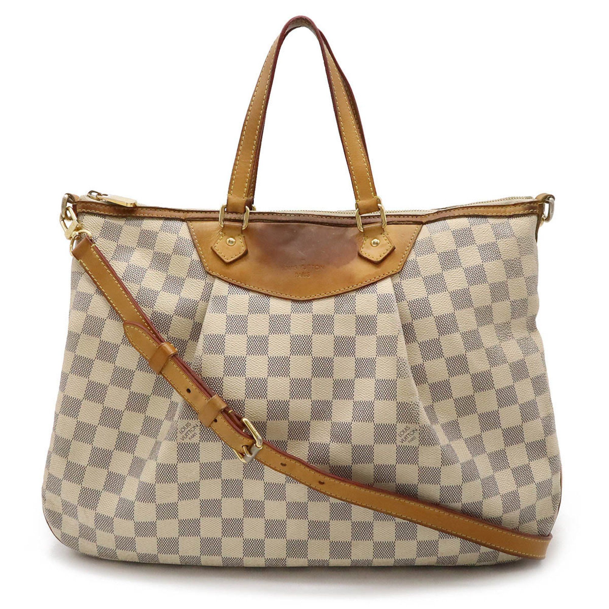 Louis Vuitton Damier Azur Siracusa Gm Tote Bag Large Shoulder N41111 in Beige, Women's
