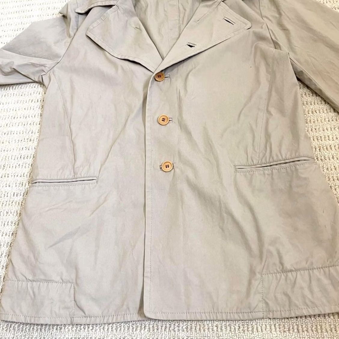 Yohji Yamamoto YOHJI YAMAMOTO A.A.R. CHESTER COAT SIZE M GRAY BEIGE COTTON SHORT USED MEN Size US 31 - 4 Thumbnail