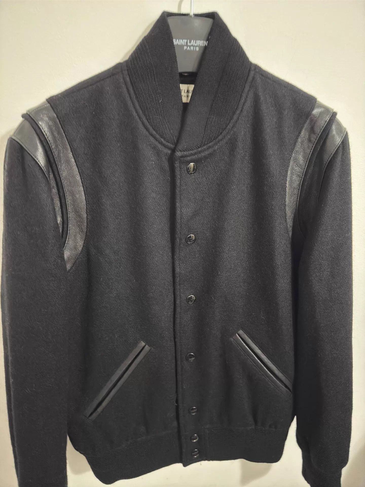 Saint Laurent Paris SLP 18FW Black Warrior Paneled Baseball Jacket Size US S / EU 44-46 / 1 - 2 Thumbnail