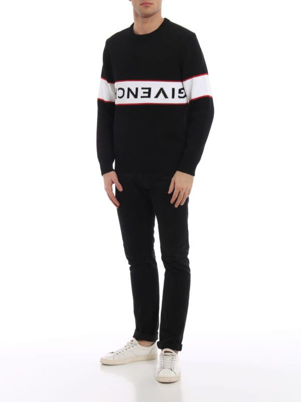 Givenchy o1srvl11e0326 Reverse Logo Intarsia Sweater in Multicolor Size US M / EU 48-50 / 2 - 2 Thumbnail
