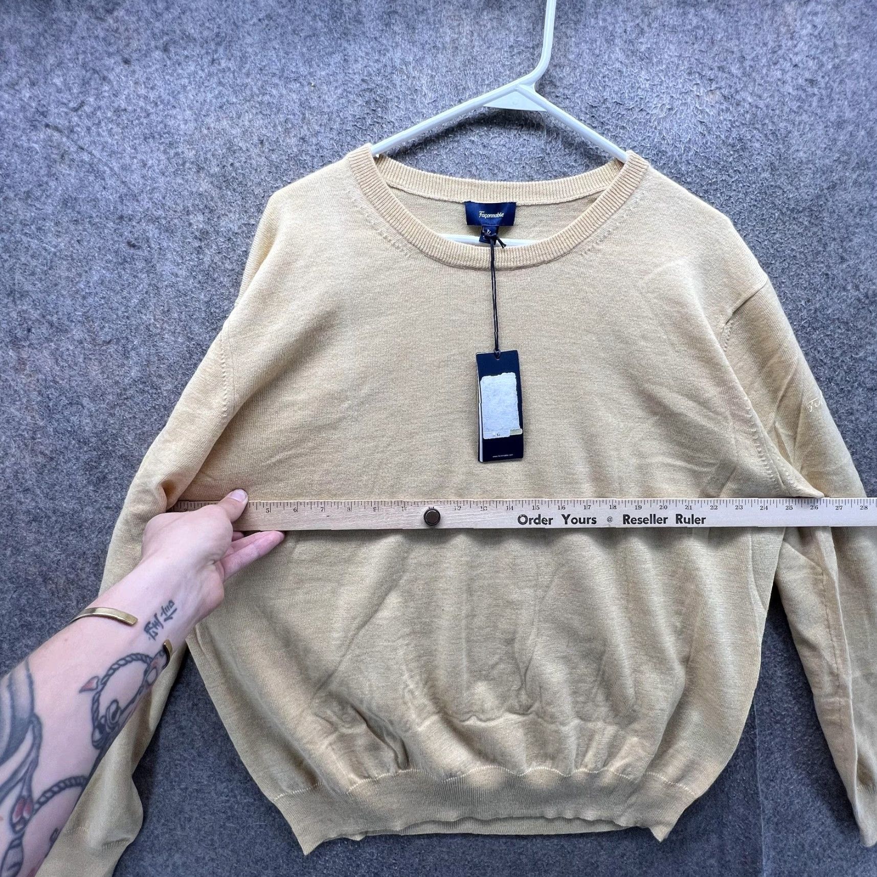 Faconnable Faconnable Sweater Mens XL Beige Lightweight Crewneck Pullover Knit Casual Fall Mens XL Beige Faconnable Logo Size US XL / EU 56 / 4 - 5 Thumbnail