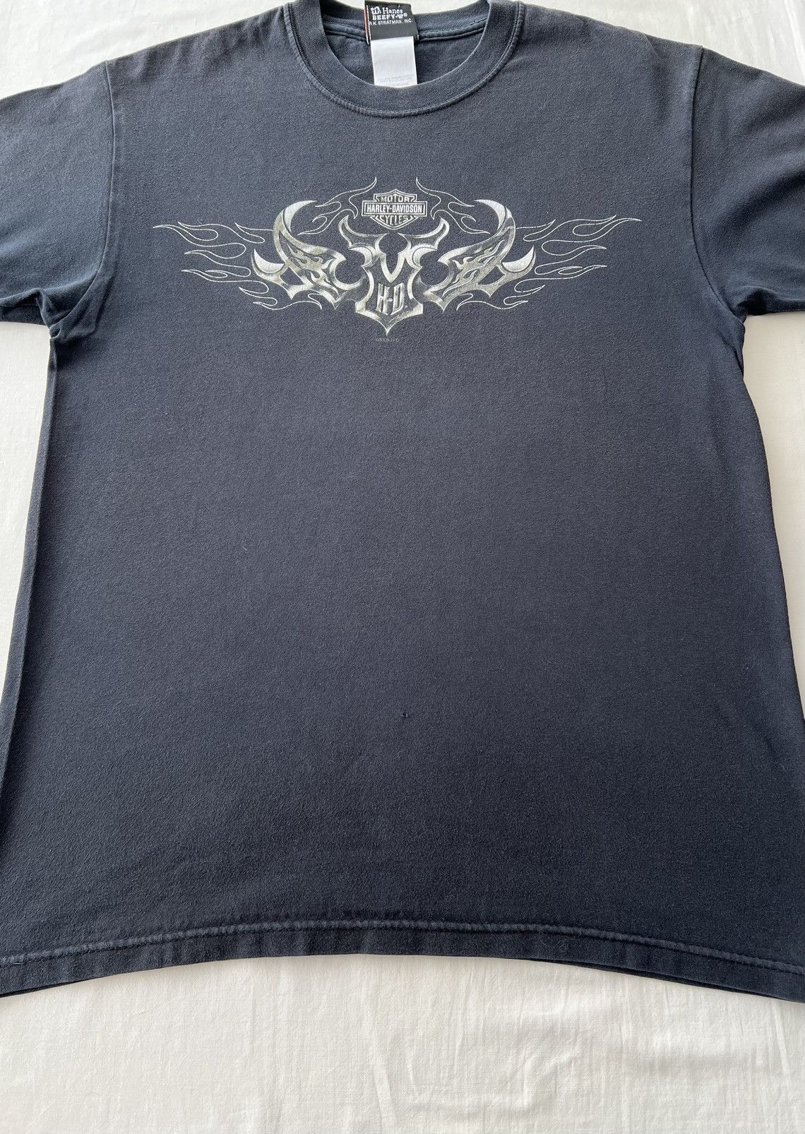 Harley Davidson Vintage 2005 Harley Davidson Tribal Flames Y2k Black T-shirt Size US M / EU 48-50 / 2 - 4 Thumbnail