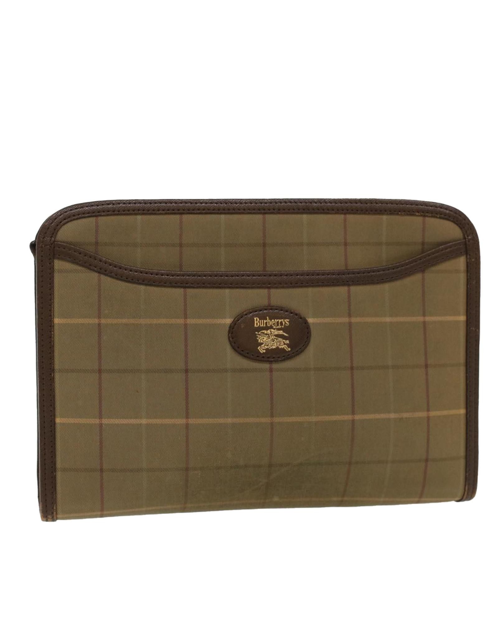 image of Burberry Canvas Clutch Bag With Timeless Elegance in Khaki, Women's