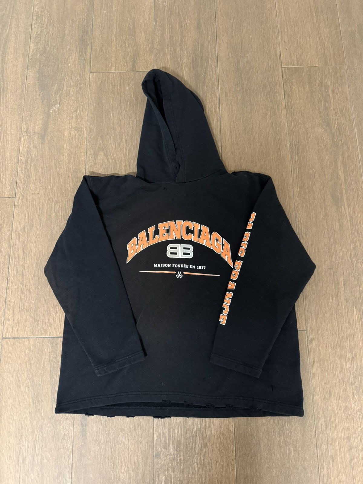 Balenciaga Balenciaga Maison Distressed Hoodie Grailed