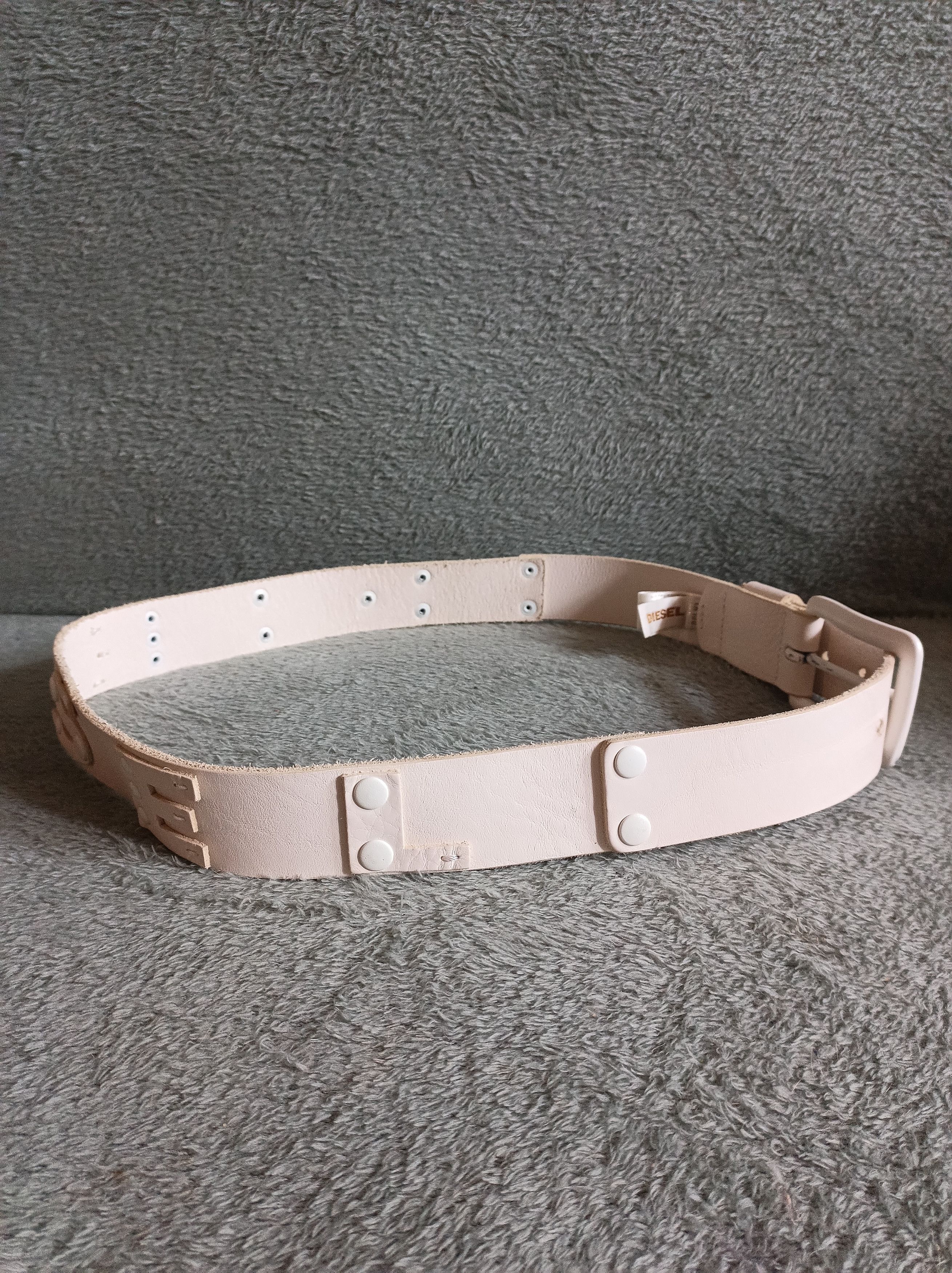 Diesel DIESEL Men's White Belt Leather Studded Size 100 Size 40 - 4 Thumbnail