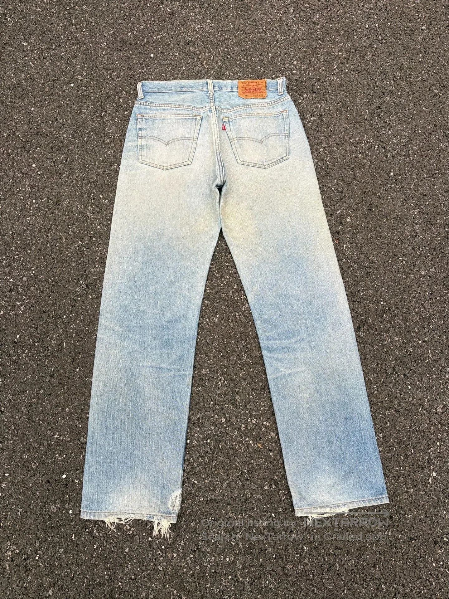 Vintage Vintage Levis 501 90s Washed Blue Jeans. Size US 32 / EU 48 - 6 Thumbnail