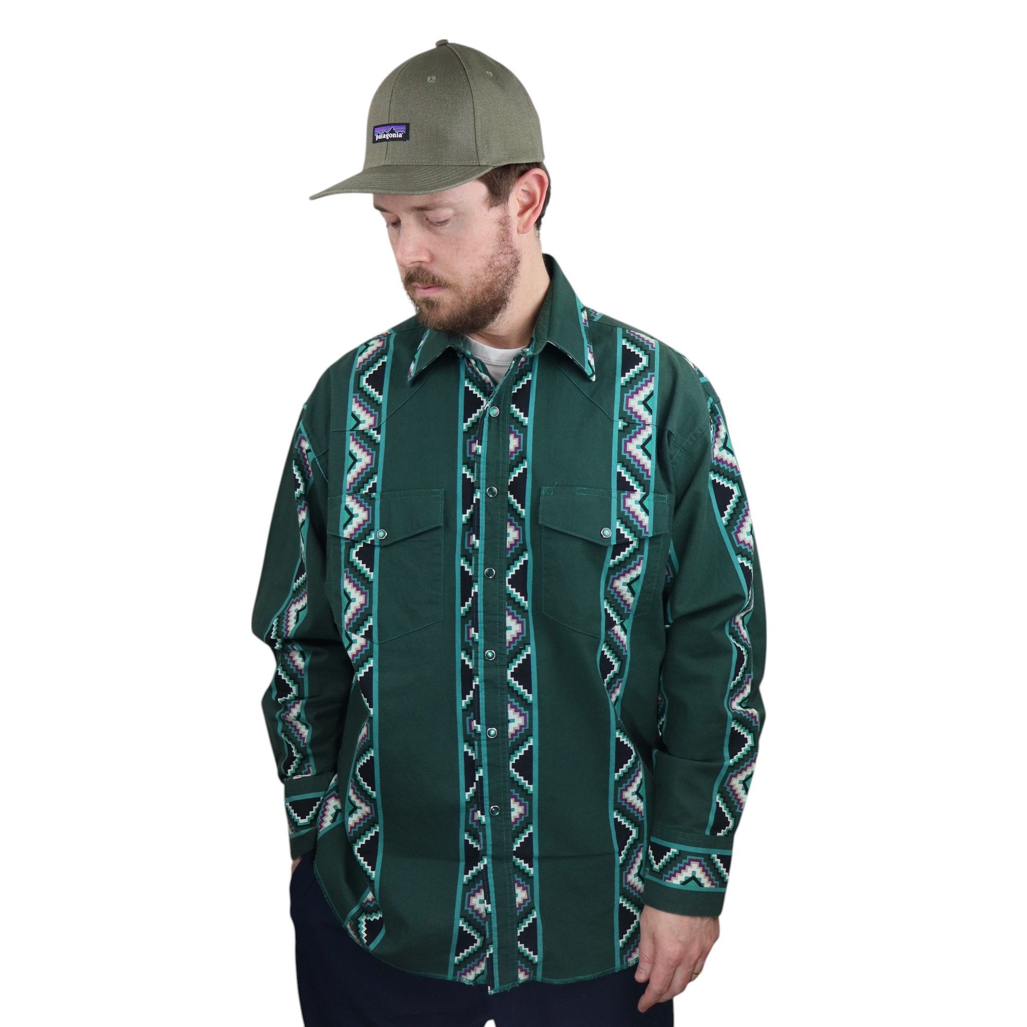 Tribal Streetwear × Vintage × Wrangler Vintage Wrangler Brushpopper Western Cowboy Aztec Shirt Size US L / EU 52-54 / 3 - 2 Thumbnail