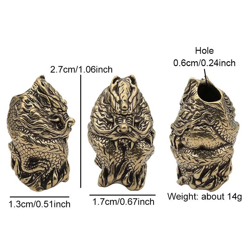 Handmade 2Pcs Dragon Knife Beads Paracord Bead Zipper Umbrella Size ONE SIZE - 8 Thumbnail
