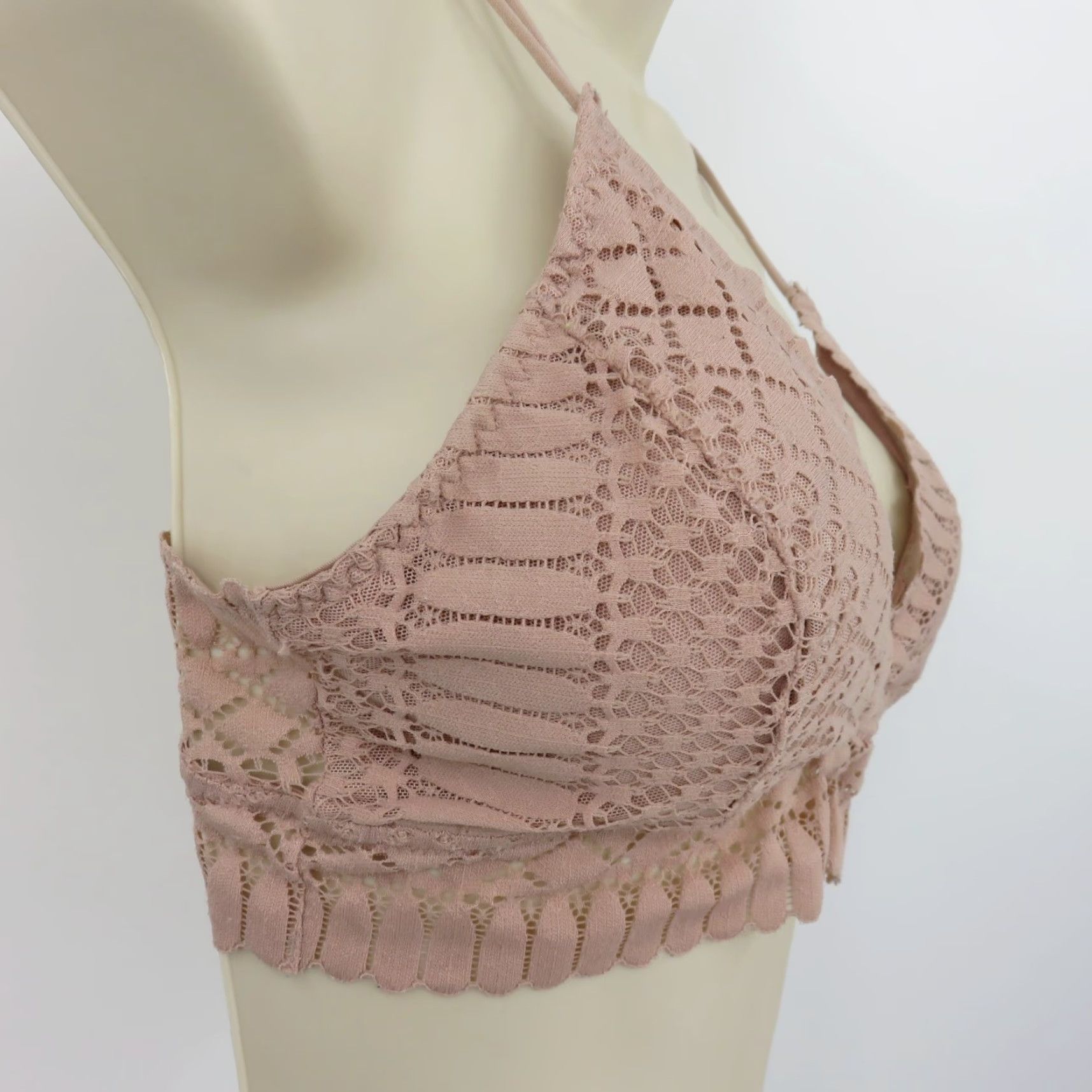 Vintage Anemone Bra Women M Pink Lace Wireless Lined Bralette Nylon Blend Size ONE SIZE - 3 Thumbnail