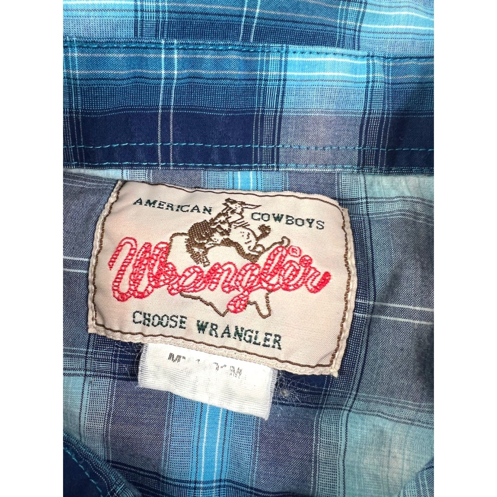 Wrangler VINTAGE Wrangler Shirt Western American Cowboys Pearl Snap Button Blue Large Mens Long Sleeve Button-Up Flannel Western Theme Size US L / EU 52-54 / 3 - 4 Thumbnail