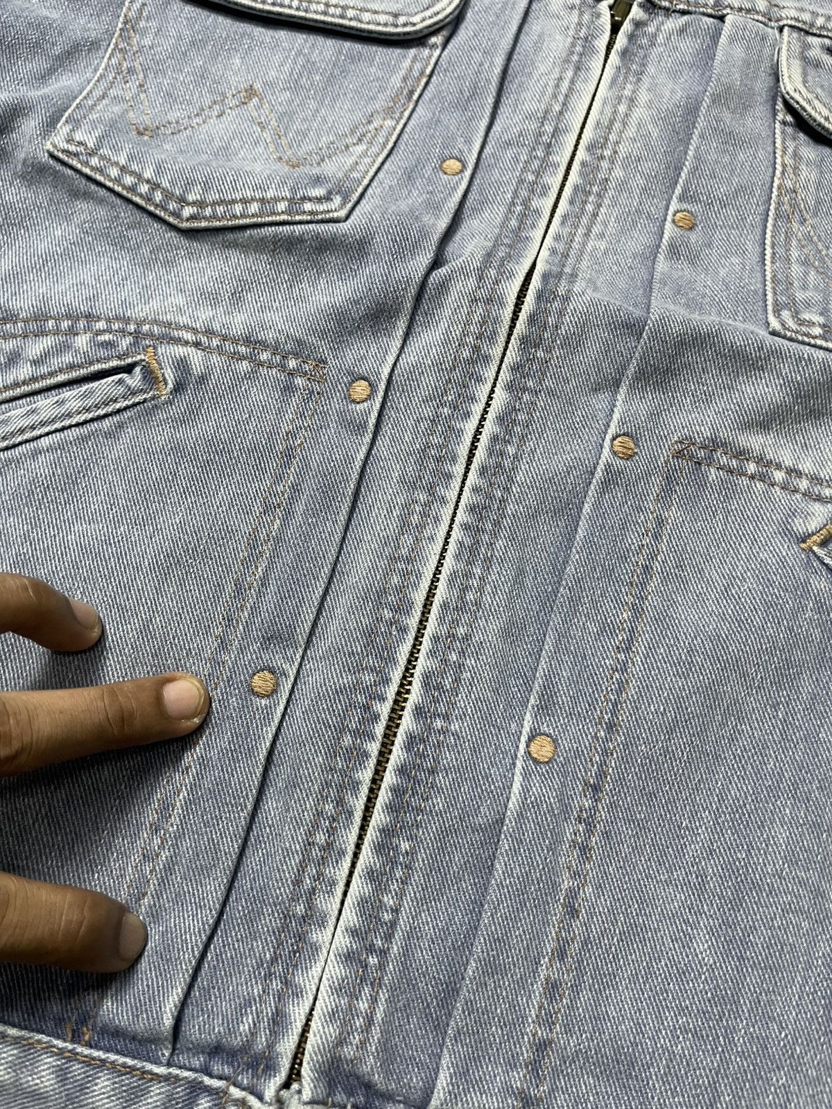 Wrangler 90s WRANGLER BLUE BELL WESTERN DENIM ZIPPER JACKET Size L / US 10 / IT 46 - 6 Thumbnail