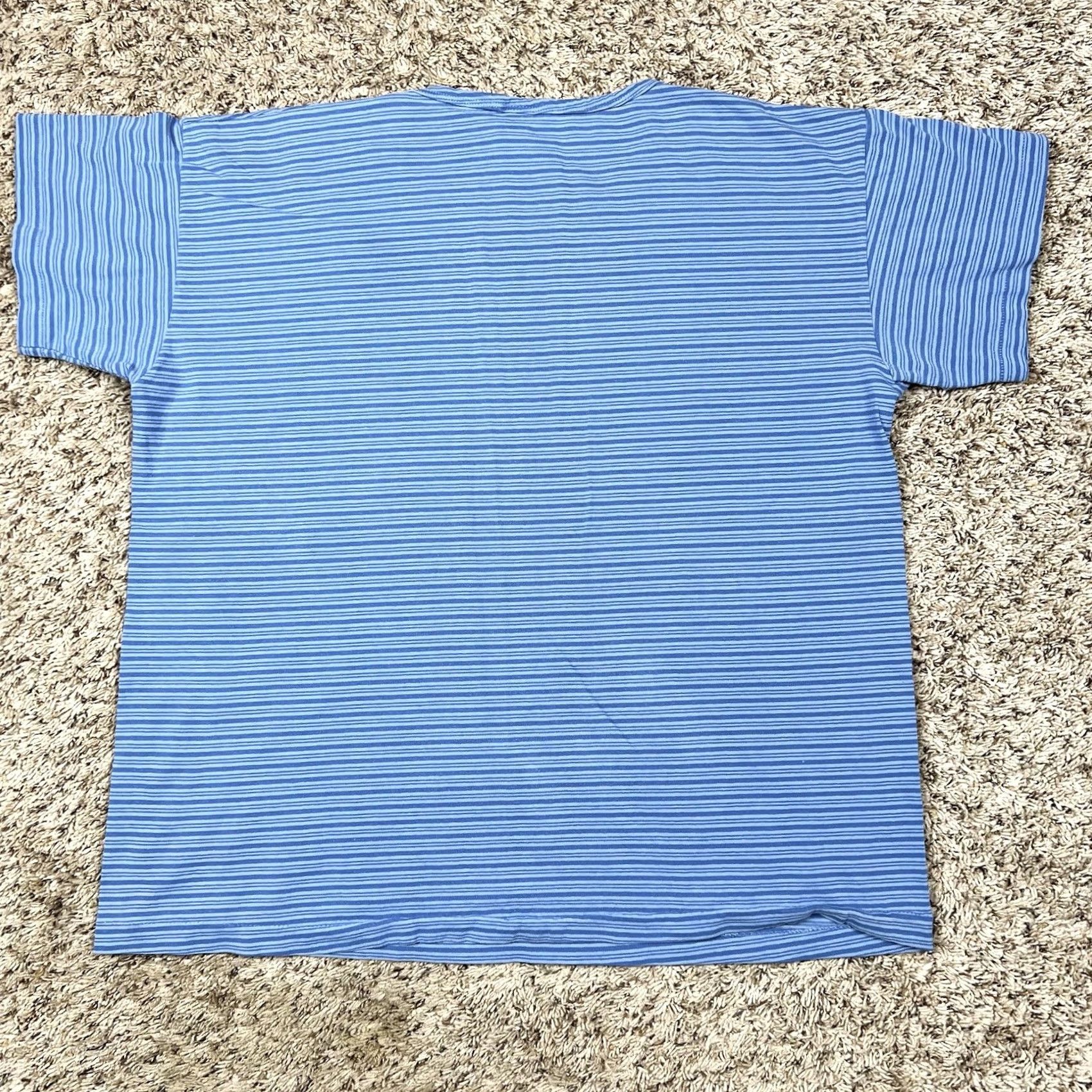 Vintage VINTAGE Cotton Deluxe Striped T-Shirt Adult XL Blue 100% Cotton Regular Unisex 90s Grunge Hipster Size US XL / EU 56 / 4 - 3 Thumbnail